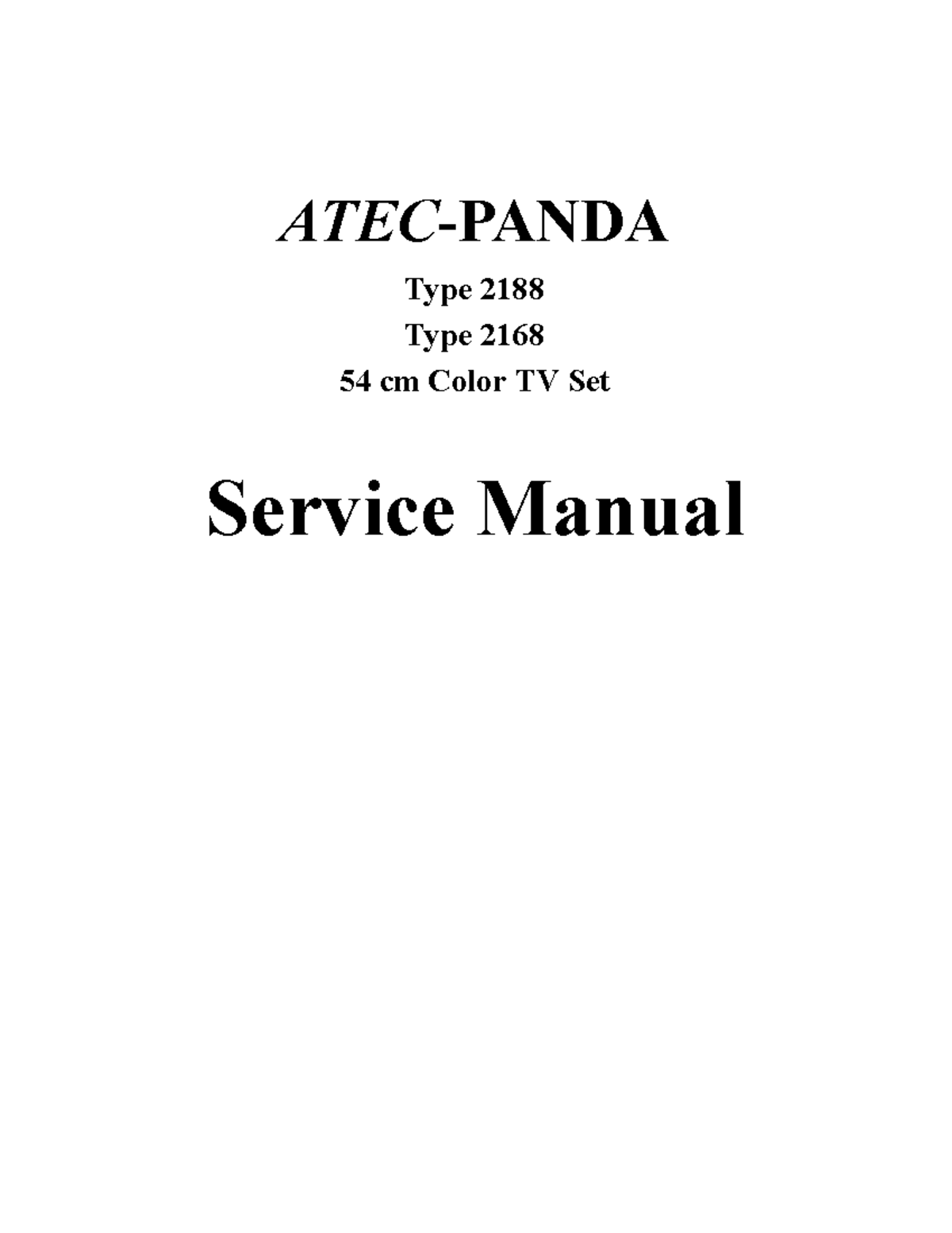 Atec Panda Type 2188 & 2168 Color TV Set Service Manual - Studocu