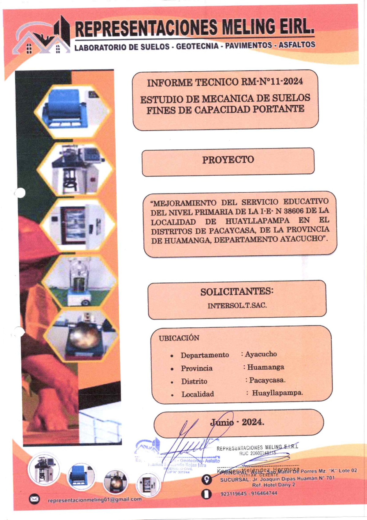 Estudio de Mecánica de Suelos para el Proyecto I.N 38606 - Huayllapampa - Document Preview
