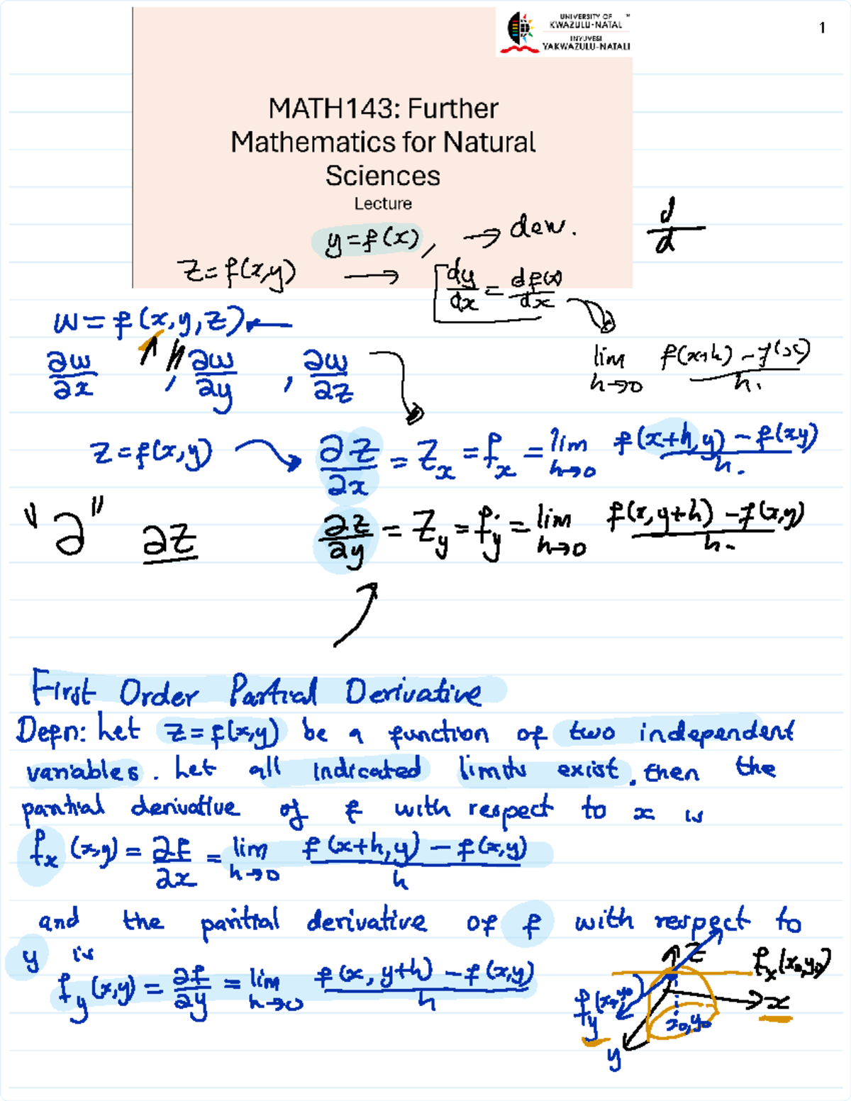 MATH143: Final Exam Study Notes on Partial Derivatives - Studocu