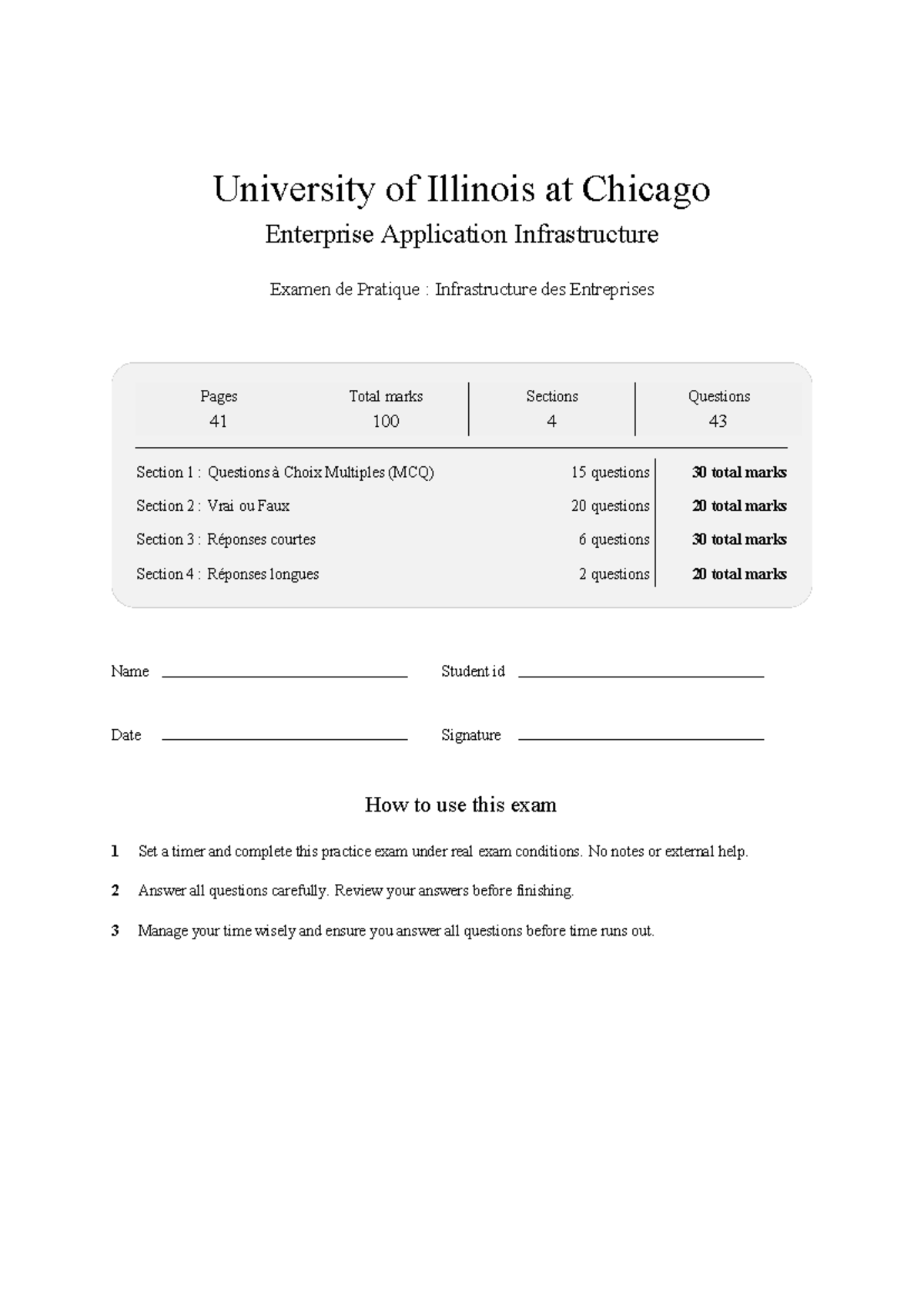 UIC IDS 517 Practice Exam: Enterprise Application Infrastructure - Studocu
