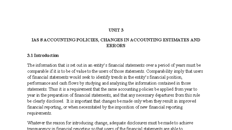 IAS 8 Revised Notes: Accounting Policies, Estimates & Errors - Studocu