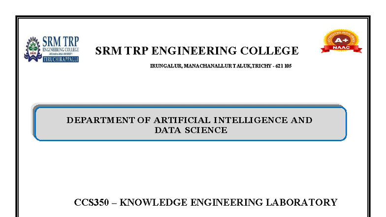 CCS350 Knowledge Engineering Laboratory Record Notes - Studocu
