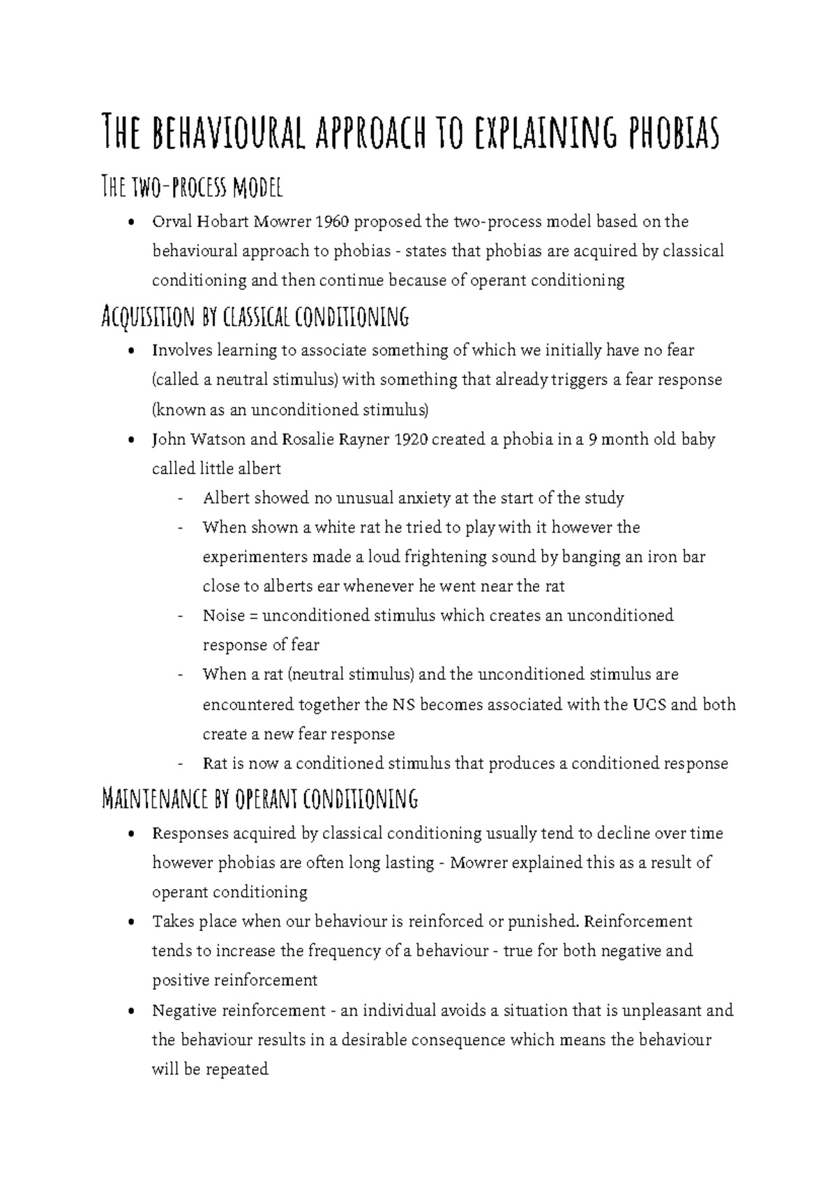Behavioural Approach to Phobias: Understanding the Two-Process Model ...