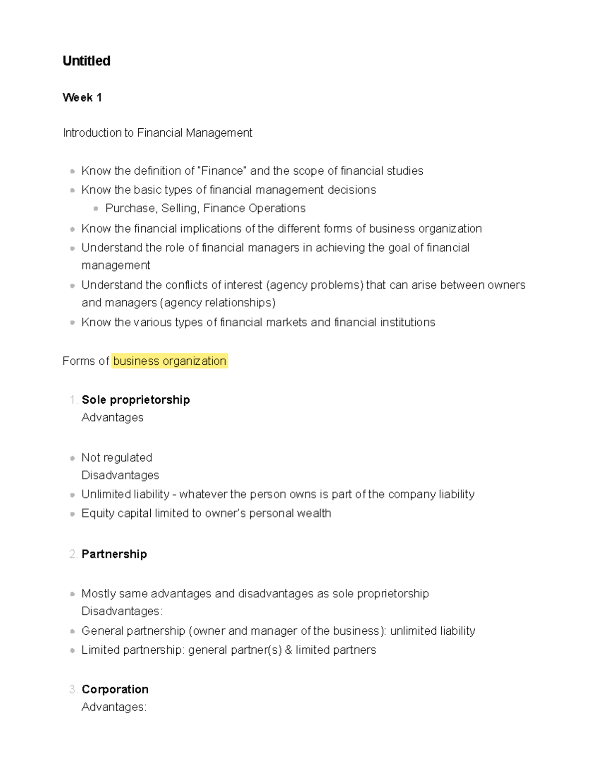 FIN 301 Week 1: Intro to Financial Management Concepts and Scope - Studocu