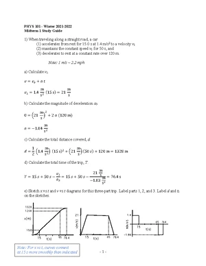 PHYS 101 Midterm Exam 1 Study Guide & Solutions 2021-2022 - Studocu