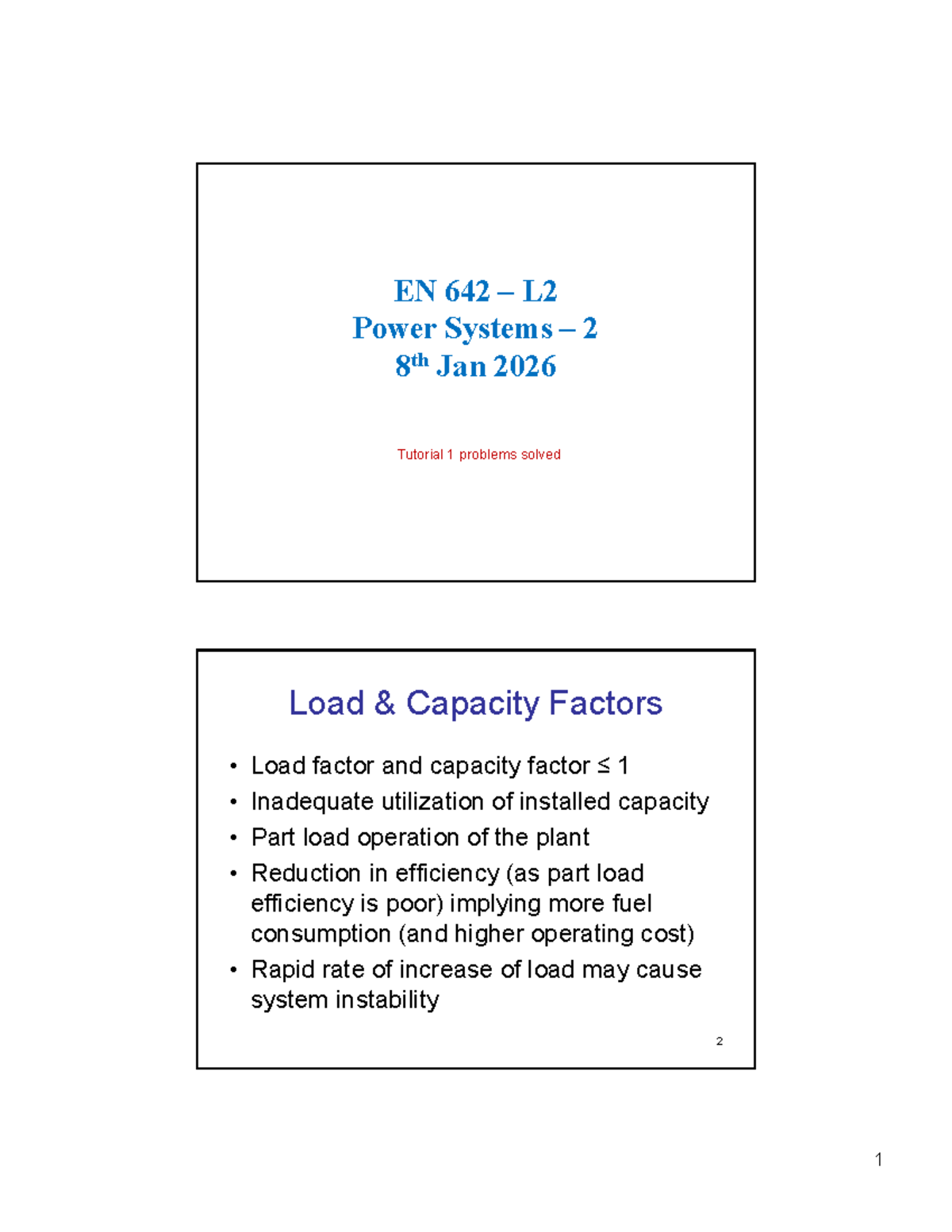 EN 642 L2 Power Systems 2 Tutorial 1: Load Capacity Factors Explained ...