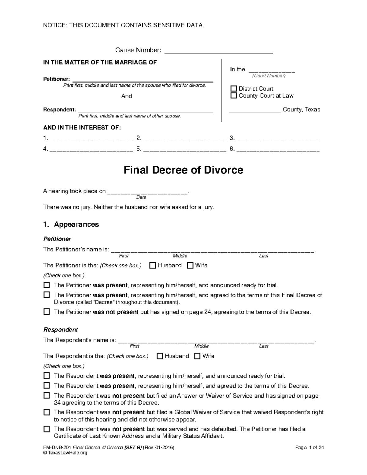 FM-DivB-201 Final Decree of Divorce [SET B] - English Version - Studocu