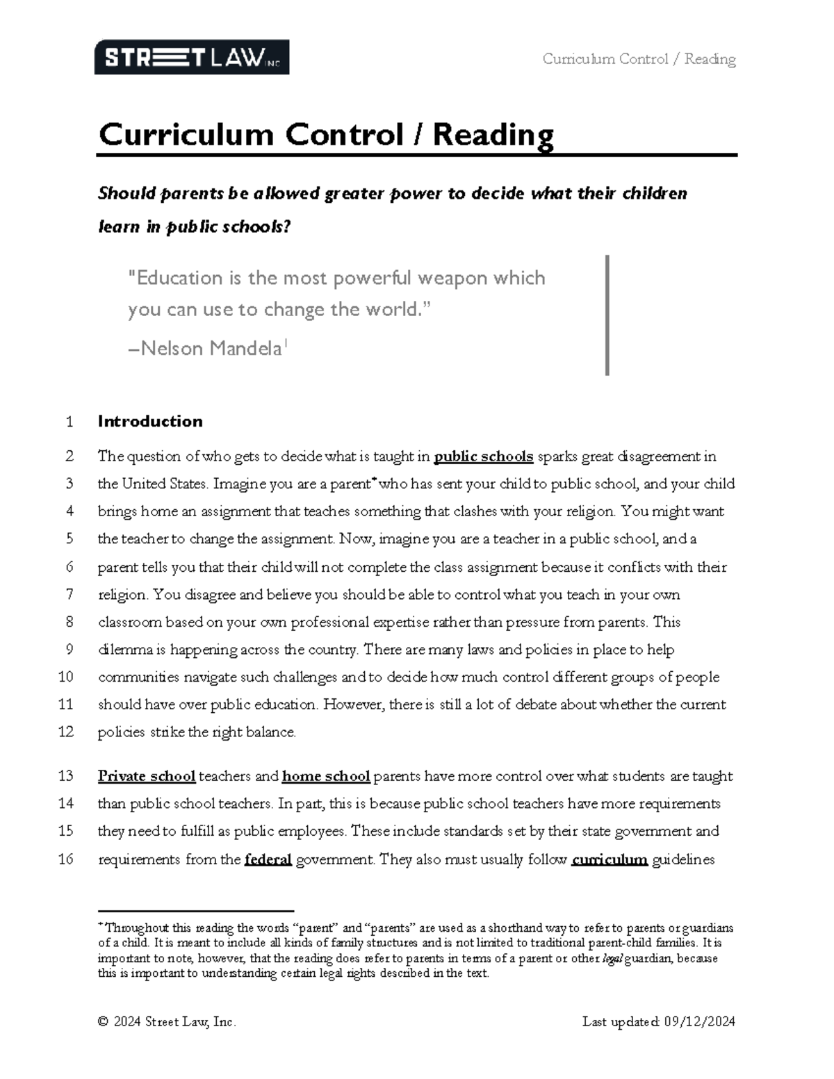 Curriculum Control in Public Education: Balancing Parent and Teacher ...