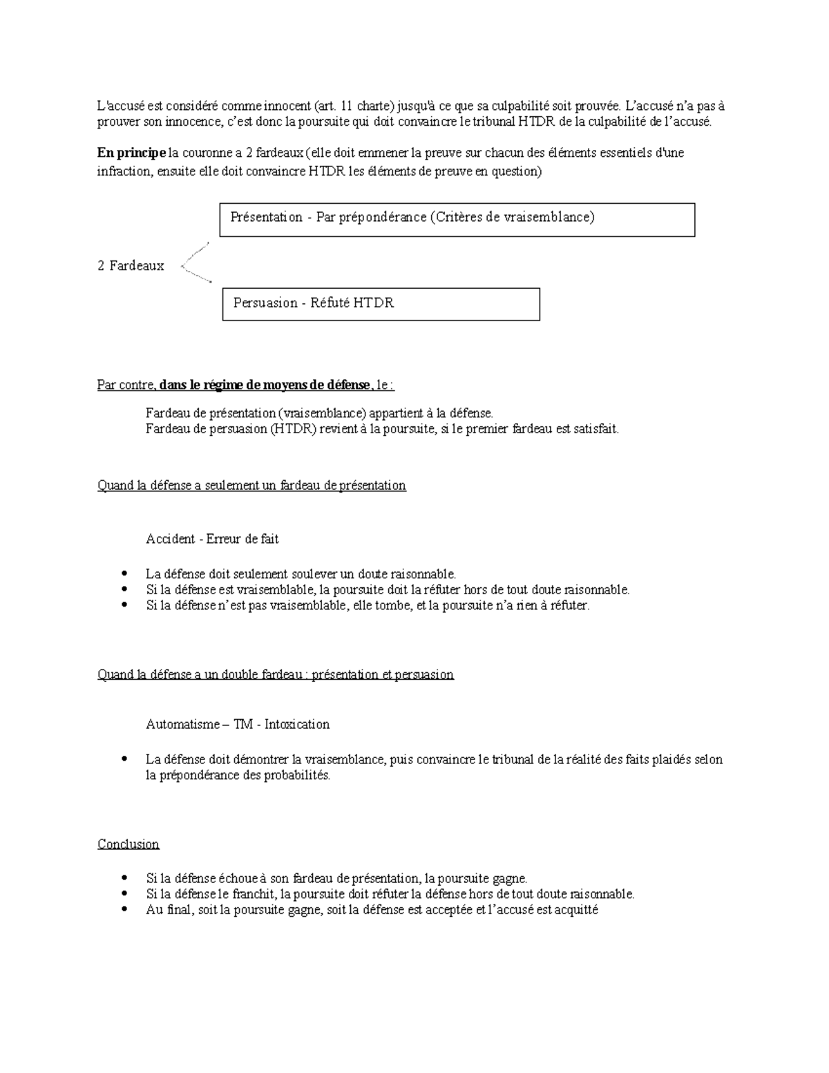 Fardeaux de Défense et Poursuite: Analyse HTDR des Principes Jurídico ...