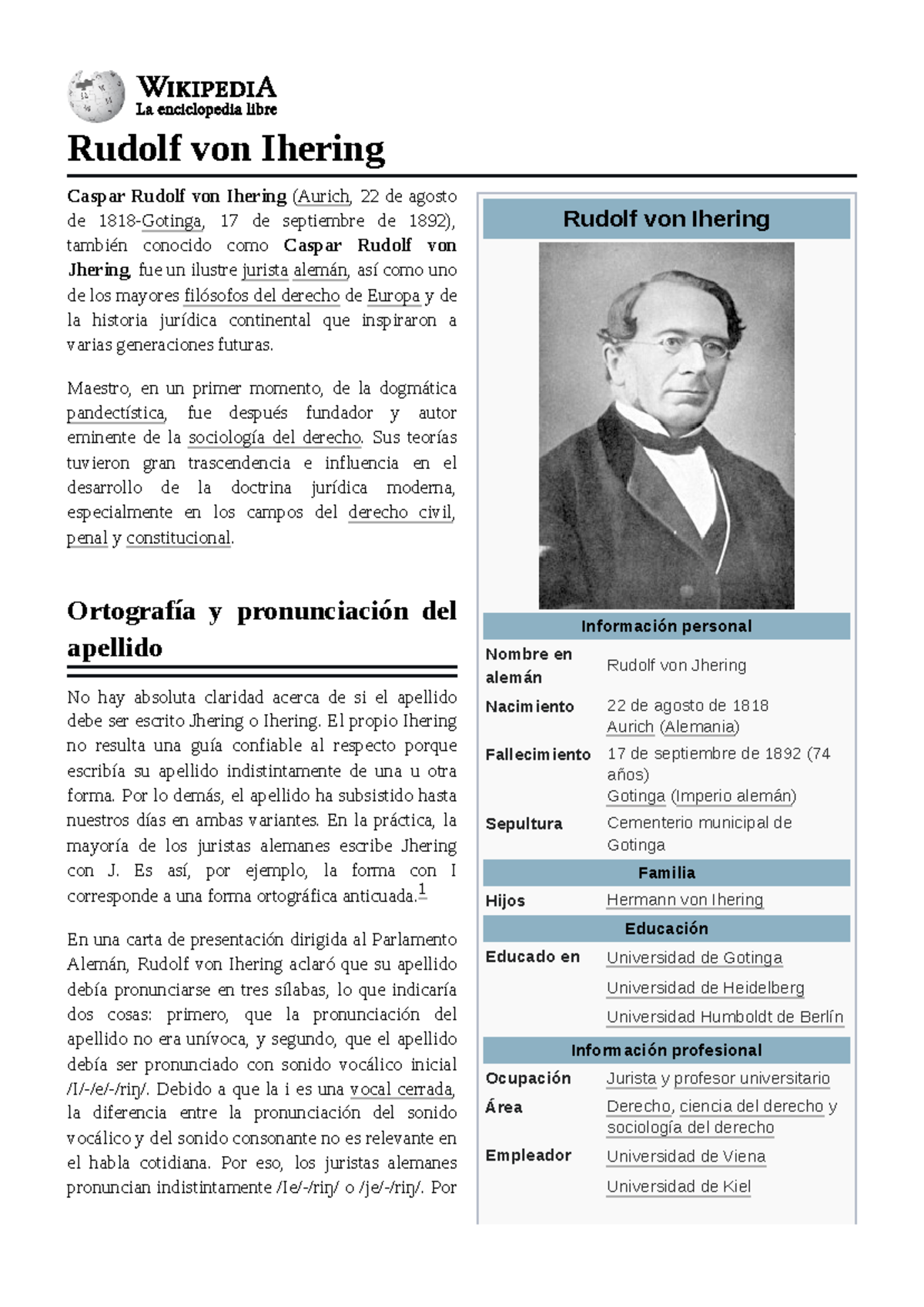Rudolf von Ihering - Maestro, en un primer momento, de la dogmática ...