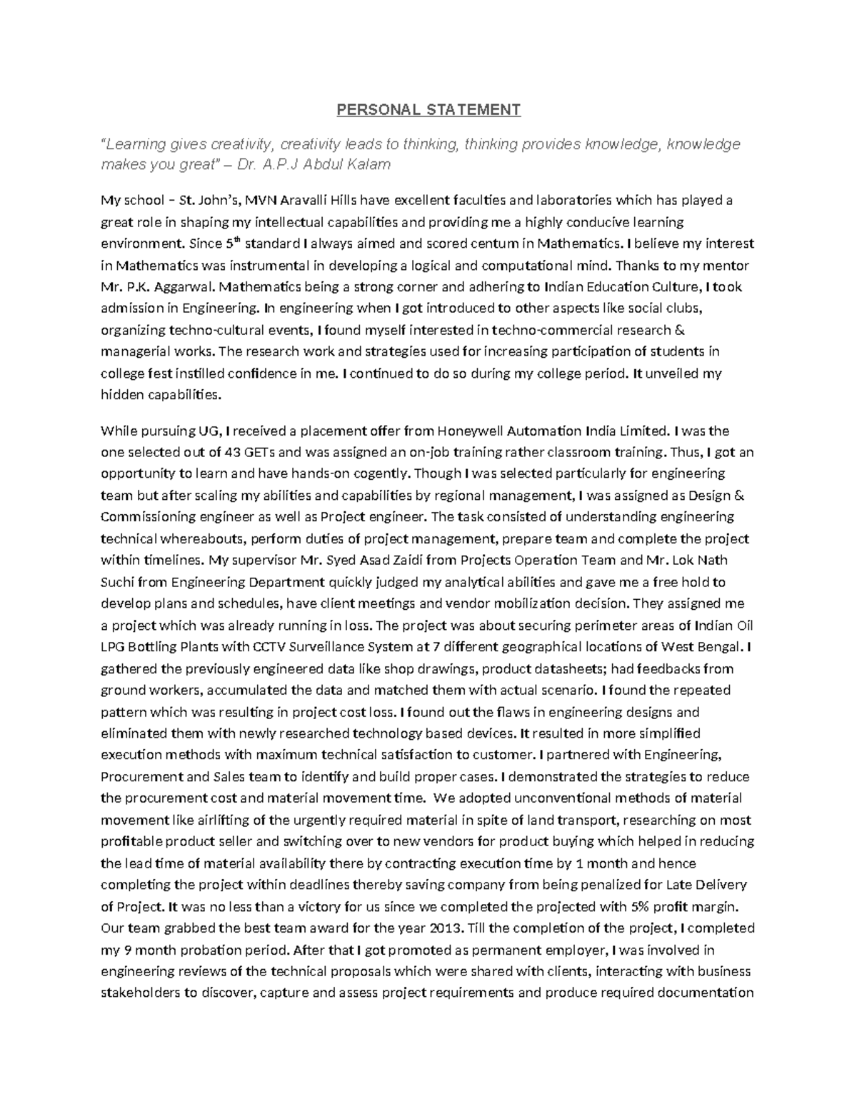 BA SOP v1 - Personal Statement for Business Analyst Role - Studocu