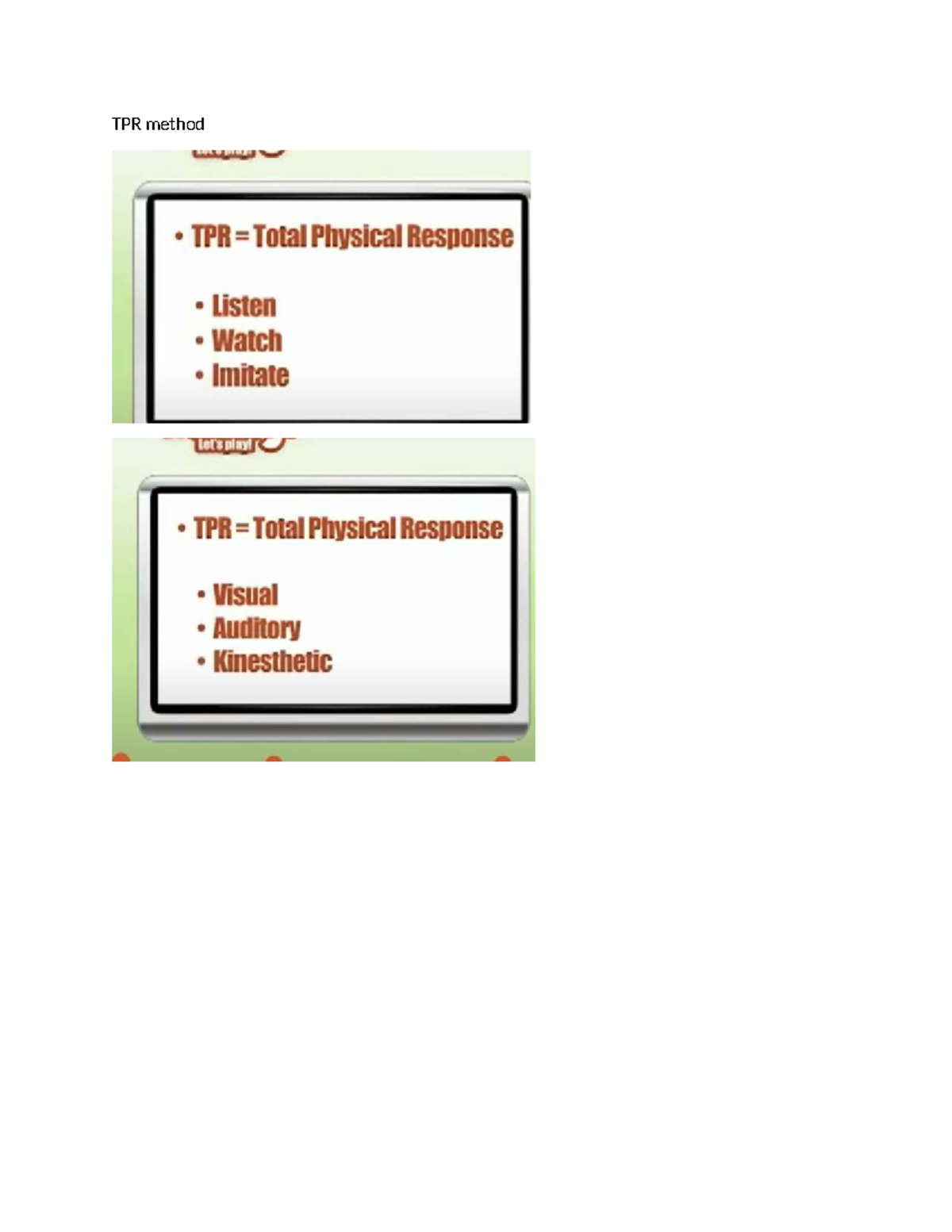 TPR Method: Total Physical Response Techniques for Language Learning ...