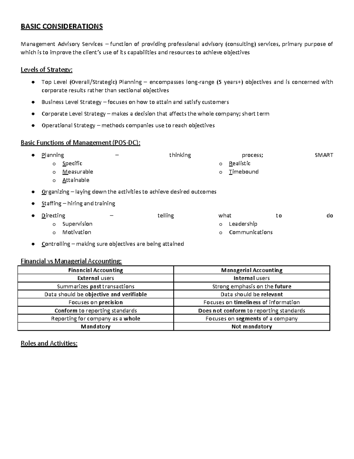 MAS - Basic Considerations in Management Advisory Services - Studocu