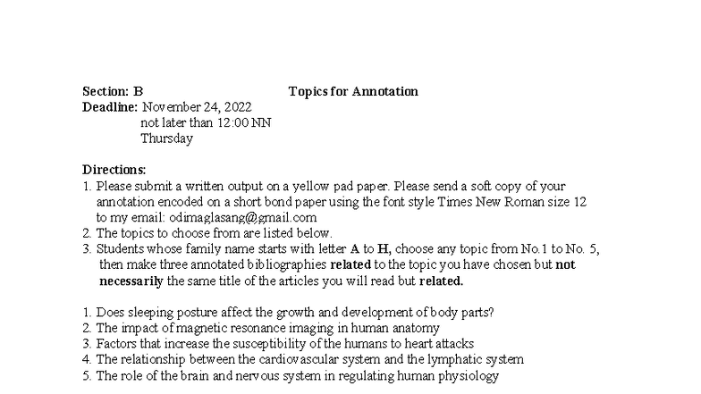 Topics for Annotation: Guidelines and Choices for Students - Studocu