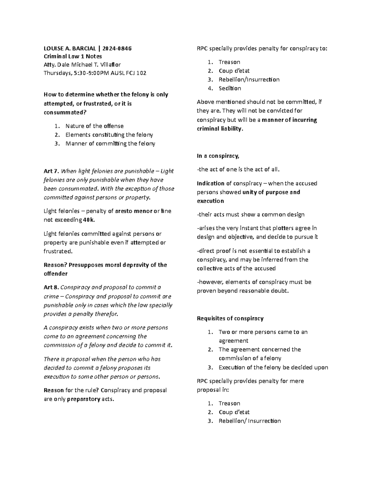 Art 6-10 Criminal Law 1 Notes: Summary of the Revised Penal Code - Studocu