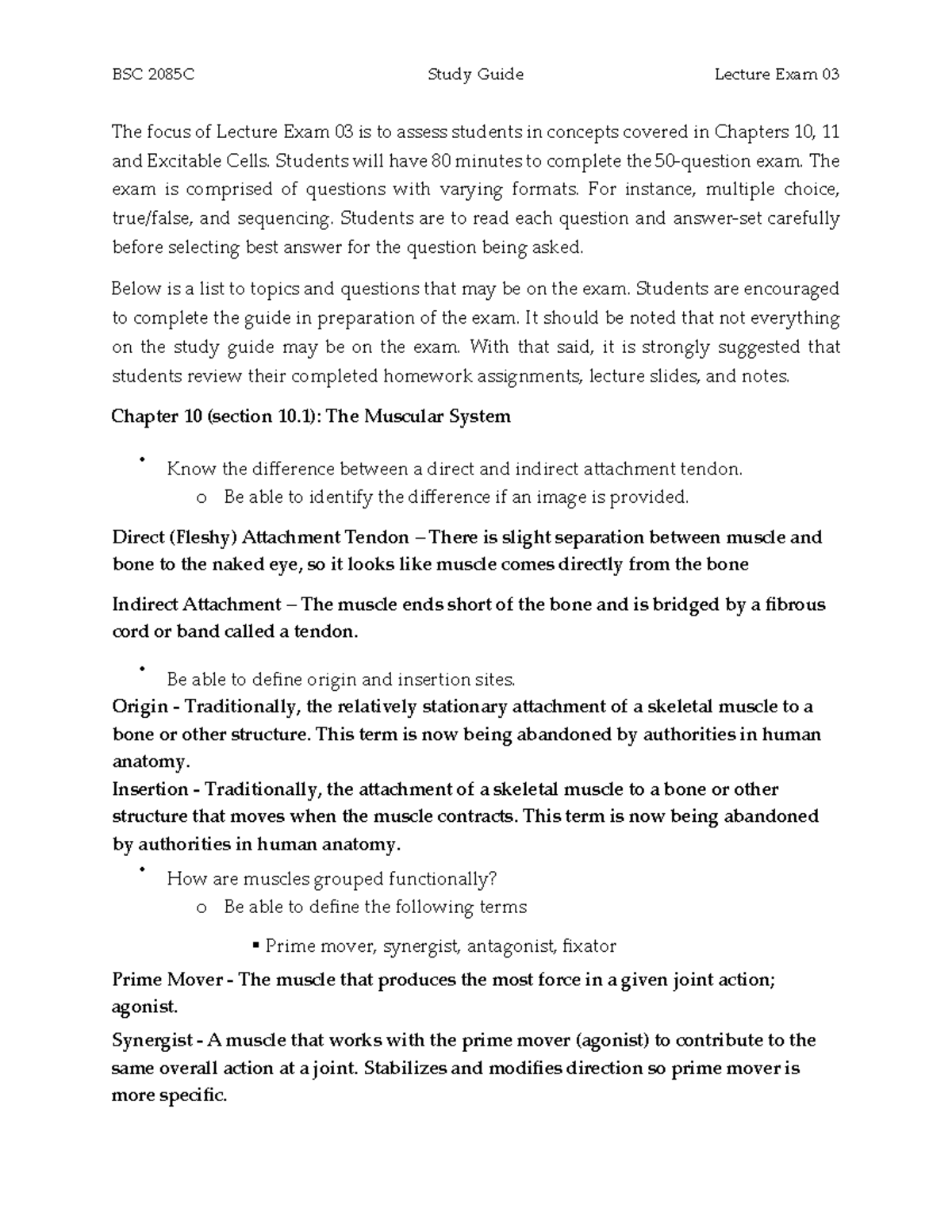 BSC 2085C Study Guide: Key Concepts for Lecture Exam 03 Preparation ...