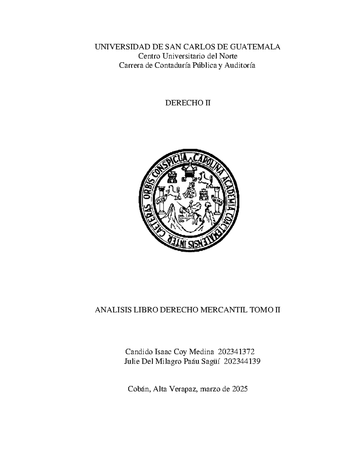 Análisis del Segundo Libro de Derecho Mercantil, TOMO II - Document Preview