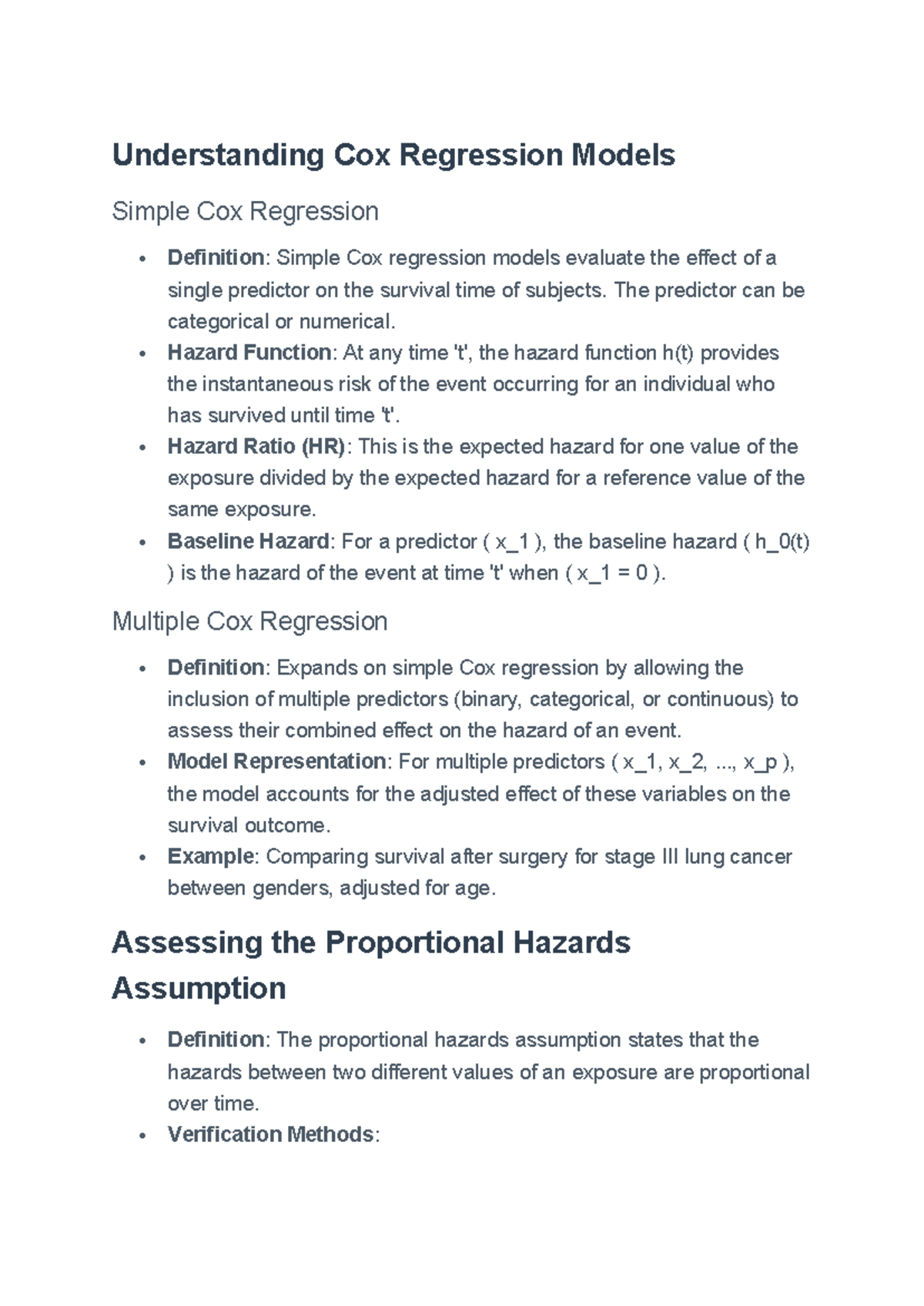 Week 9 summary notes - overview of week 9 - Understanding Cox ...