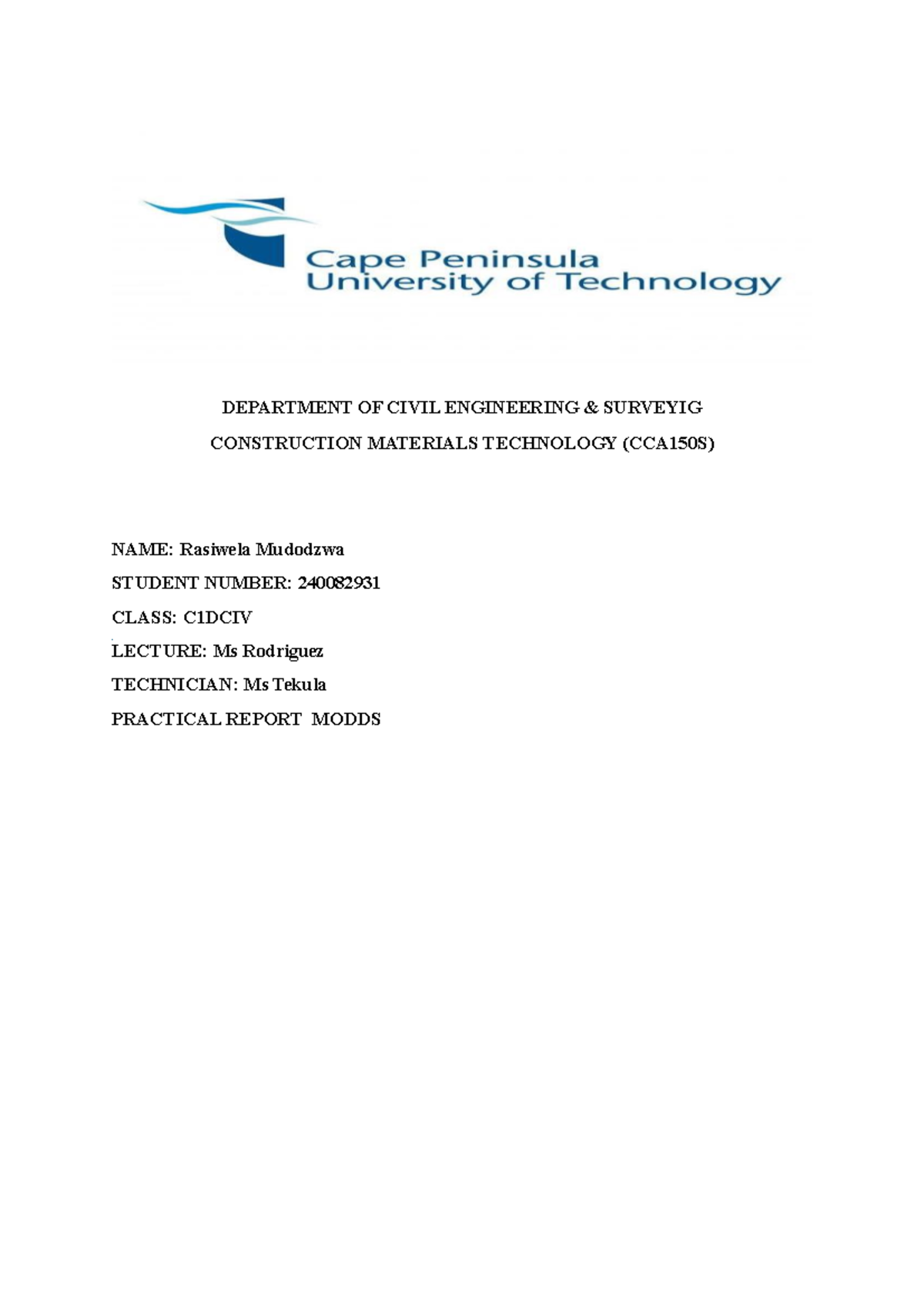 Document 4 - Lecture notes - DEPARTMENT OF CIVIL ENGINEERING & SURVEYIG ...