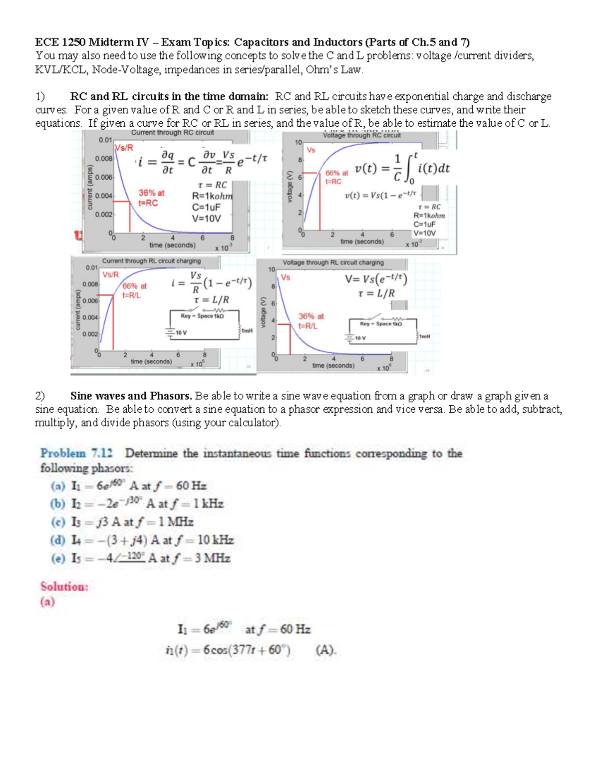 ECE 1250 Midterm IV Review: Capacitors, Inductors & RLC Circuits - ECE ...