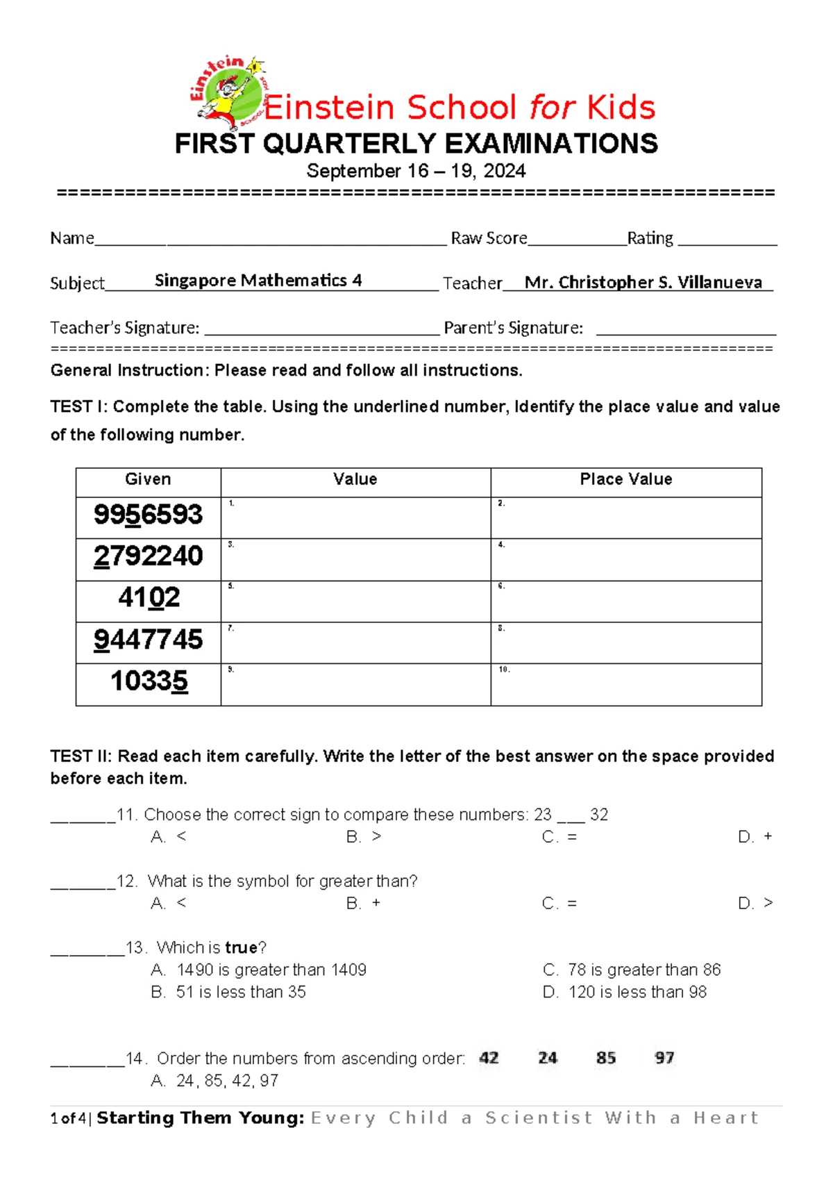 Mathematics 2 - First Quarterly Exam Practice Test - Studocu