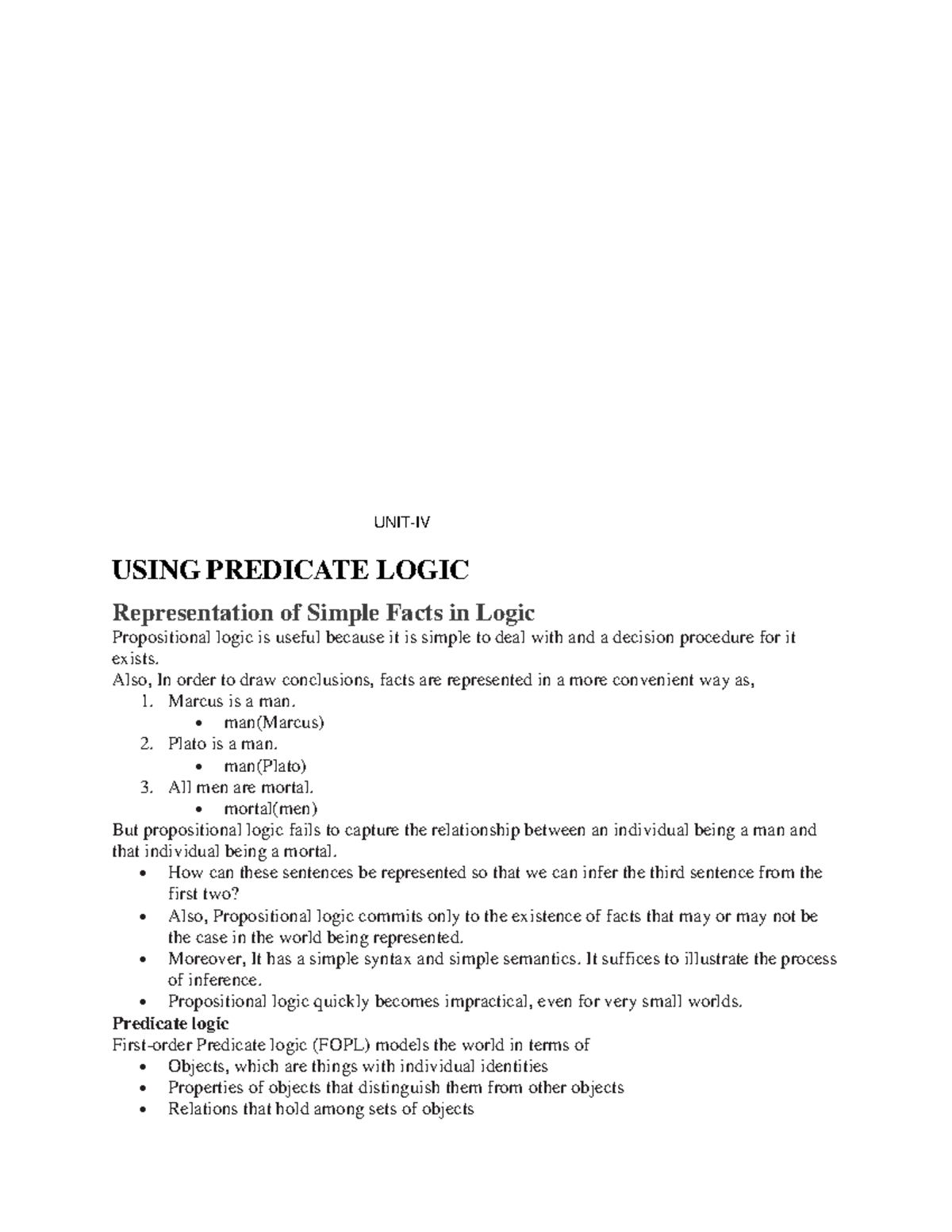 AI UNIT 4 - Understanding predicate logic and knowledge representation ...