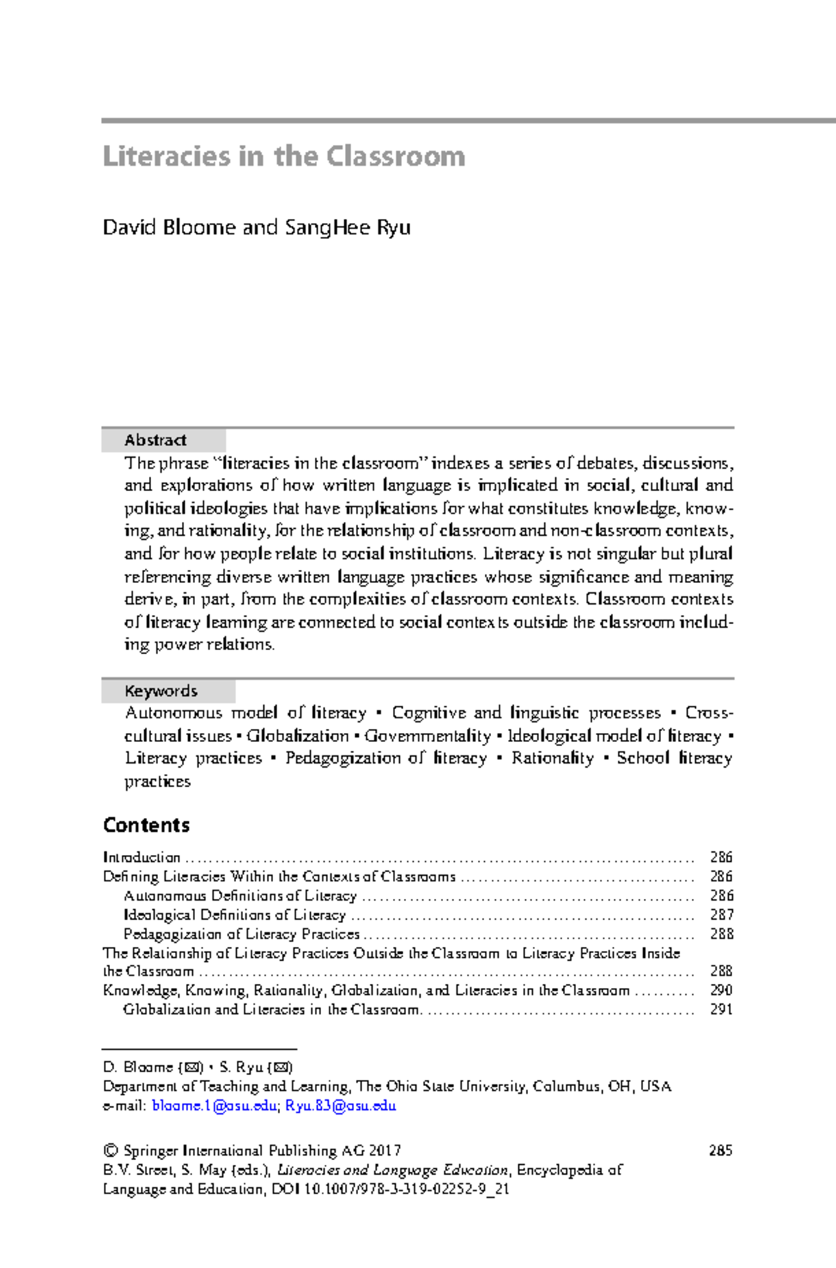 EDUC 201: Literacies in the Classroom - Insights from Bloome & Ryu ...