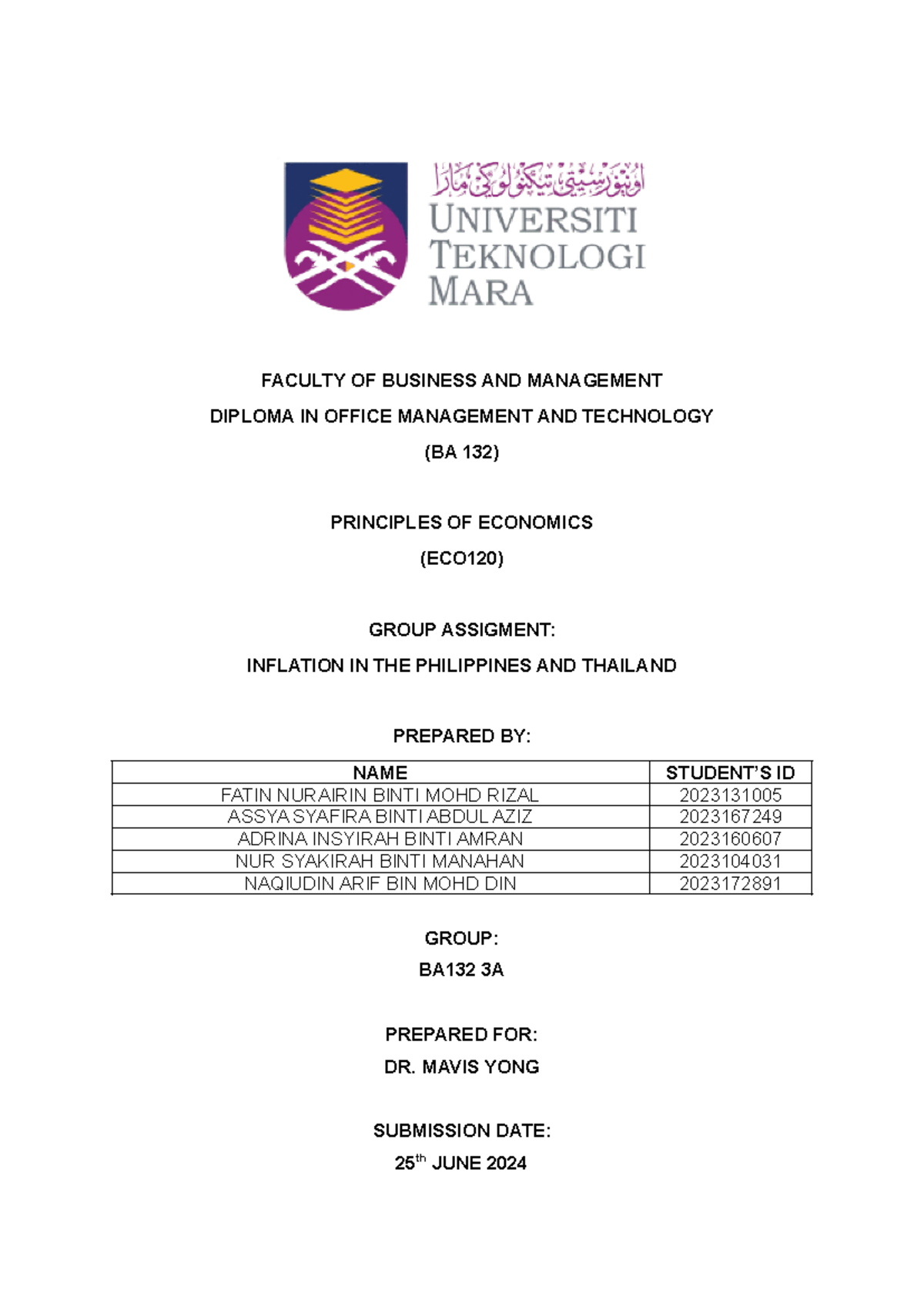 ECO120 Group Project: Inflation Challenges in the Philippines ...