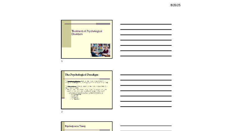 Treatment of Psychological Disorders F25: The Psychological Paradigm ...