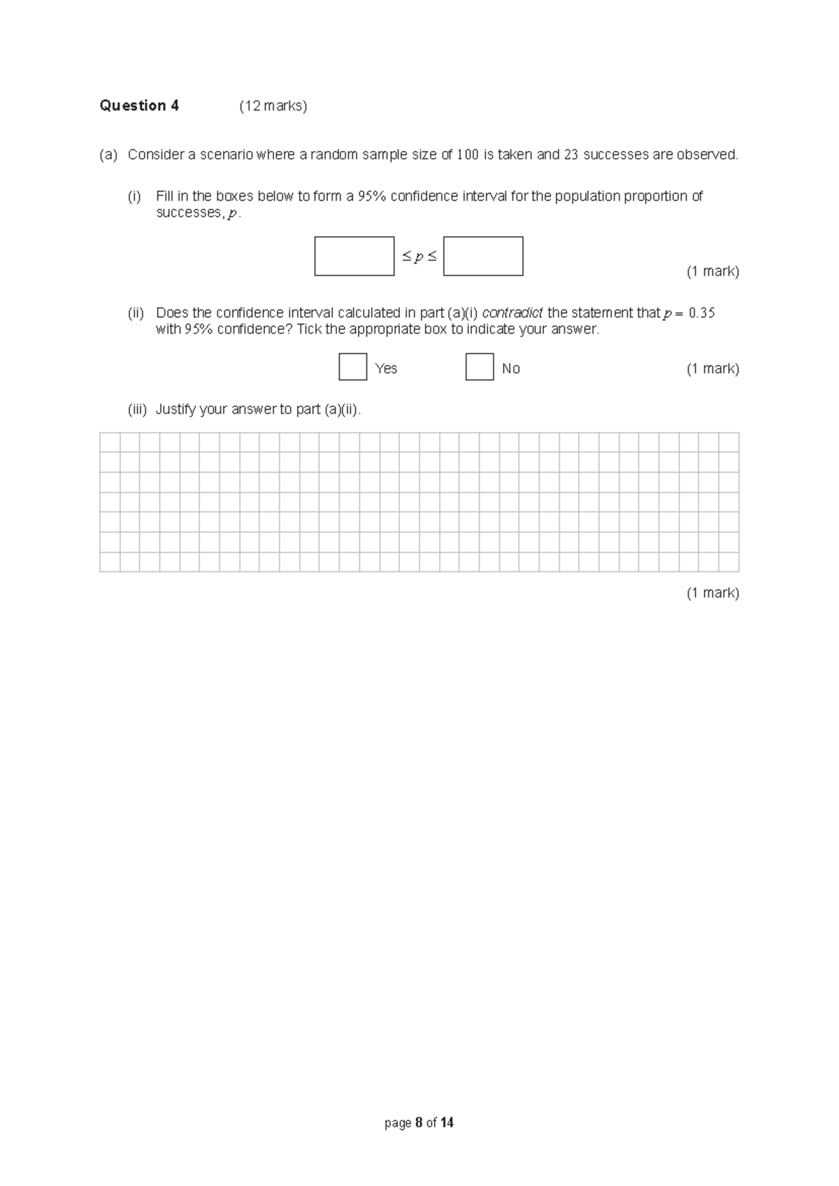Mathematical Methods Exam 2024: Q4 Confidence Intervals Analysis - Studocu