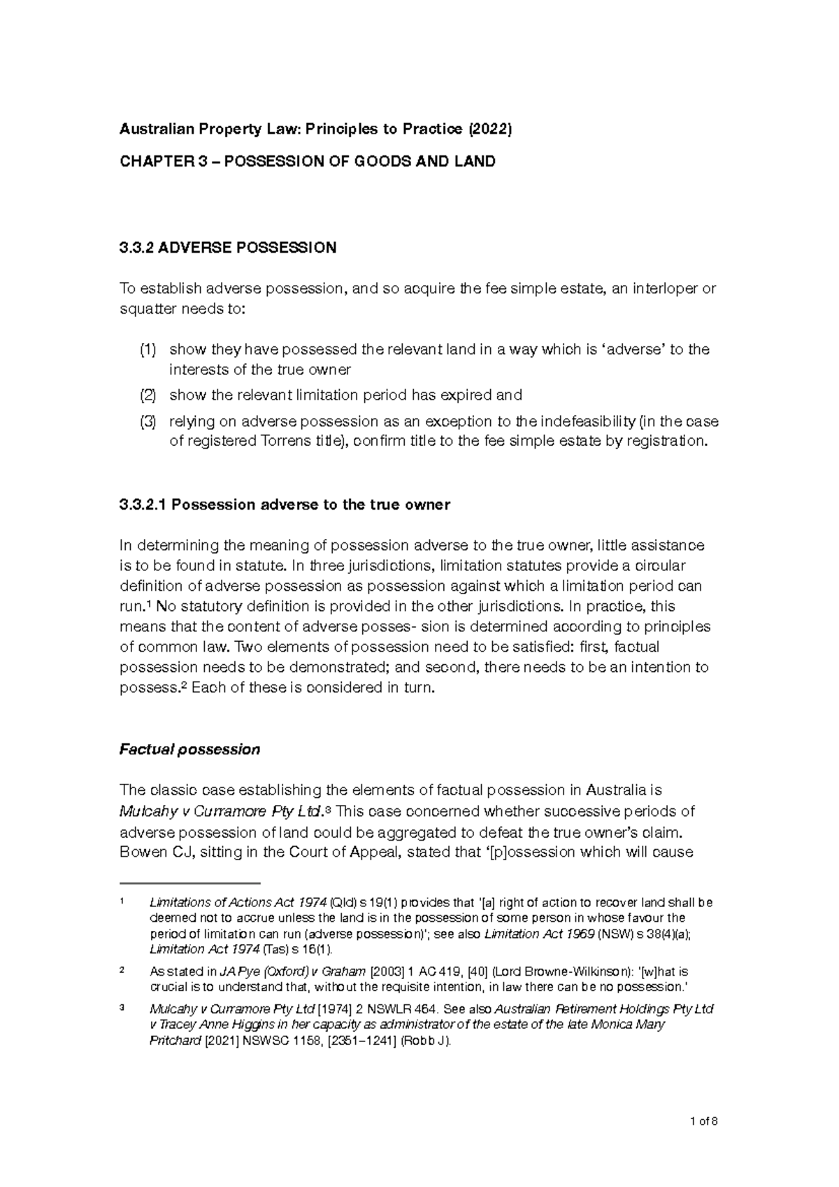 Australian Property Law (2022) - Ch 3: Adverse Possession Explained ...