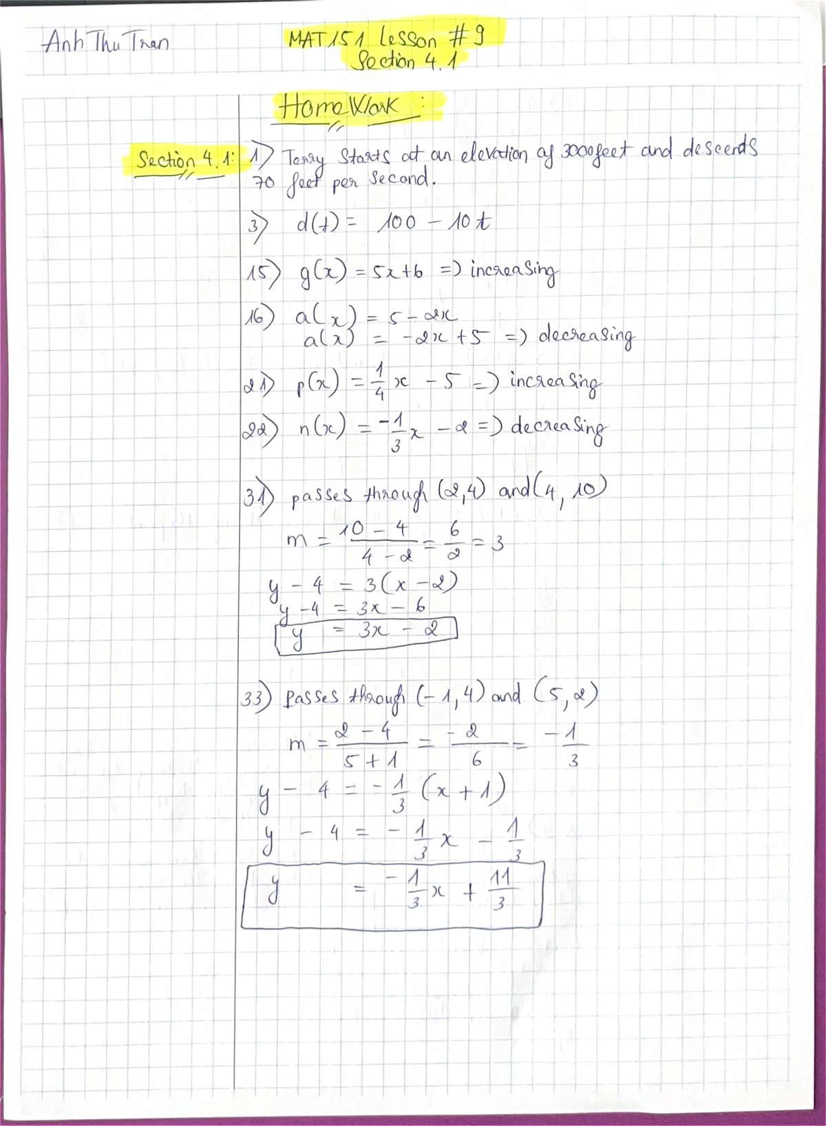 MAT151 Lesson 4.1 Homework Solutions and Exercises - Studocu