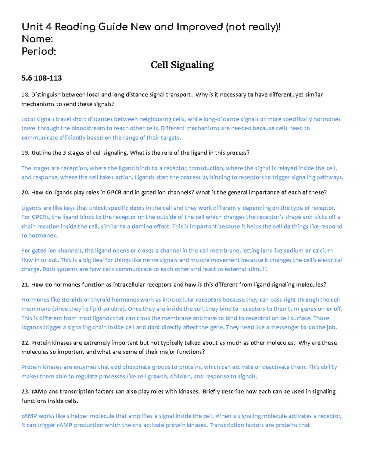 Copy of Unit 4 RG New and Improved - Unit 4 Reading Guide New and ...
