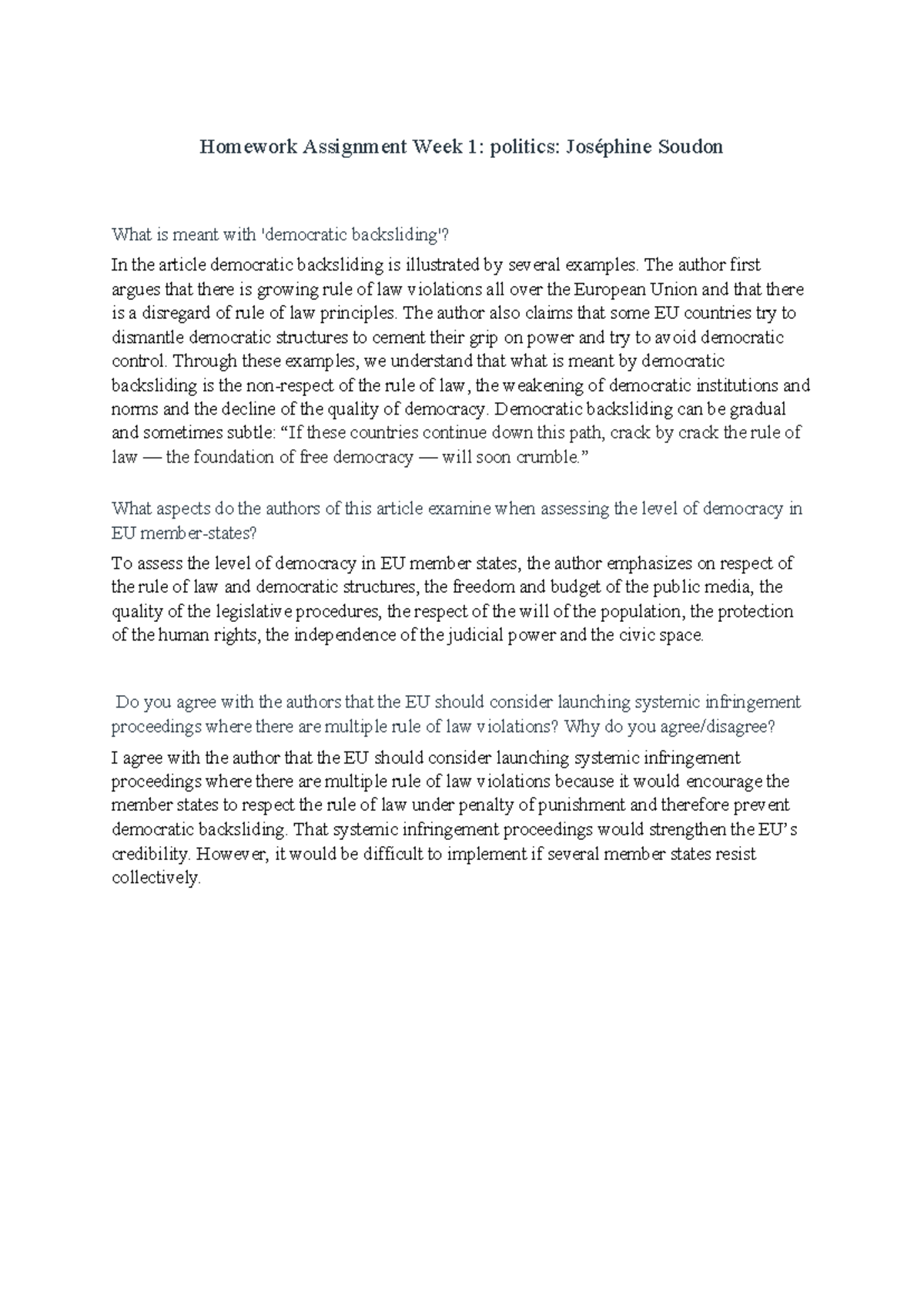Homework Assignment Week 1: Understanding Democratic Backsliding ...