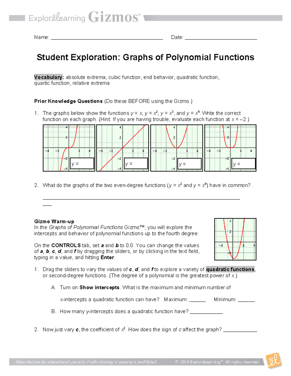 MHF4U-Unit1-Graphs Polynomial Funcs SE - Name: Date: Student ...