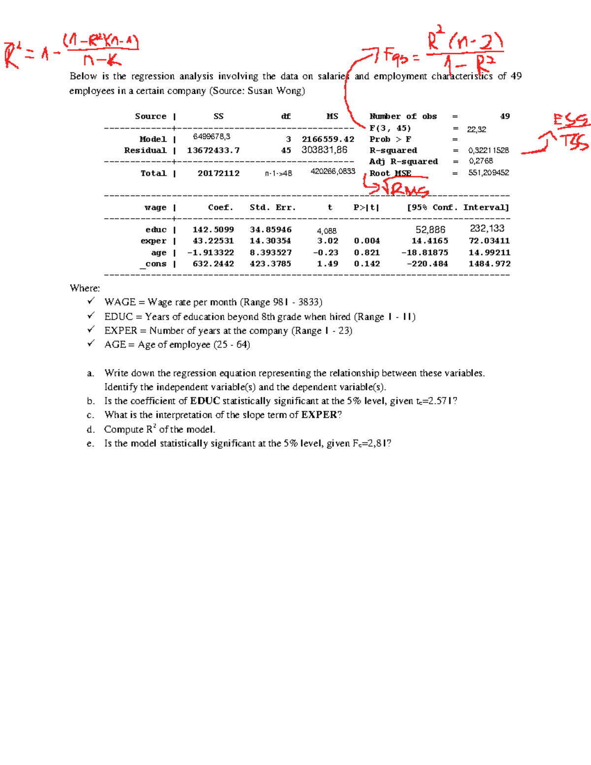 Regression Analysis Assignment No. 5 KTE218: Salary Data Insights - Studocu