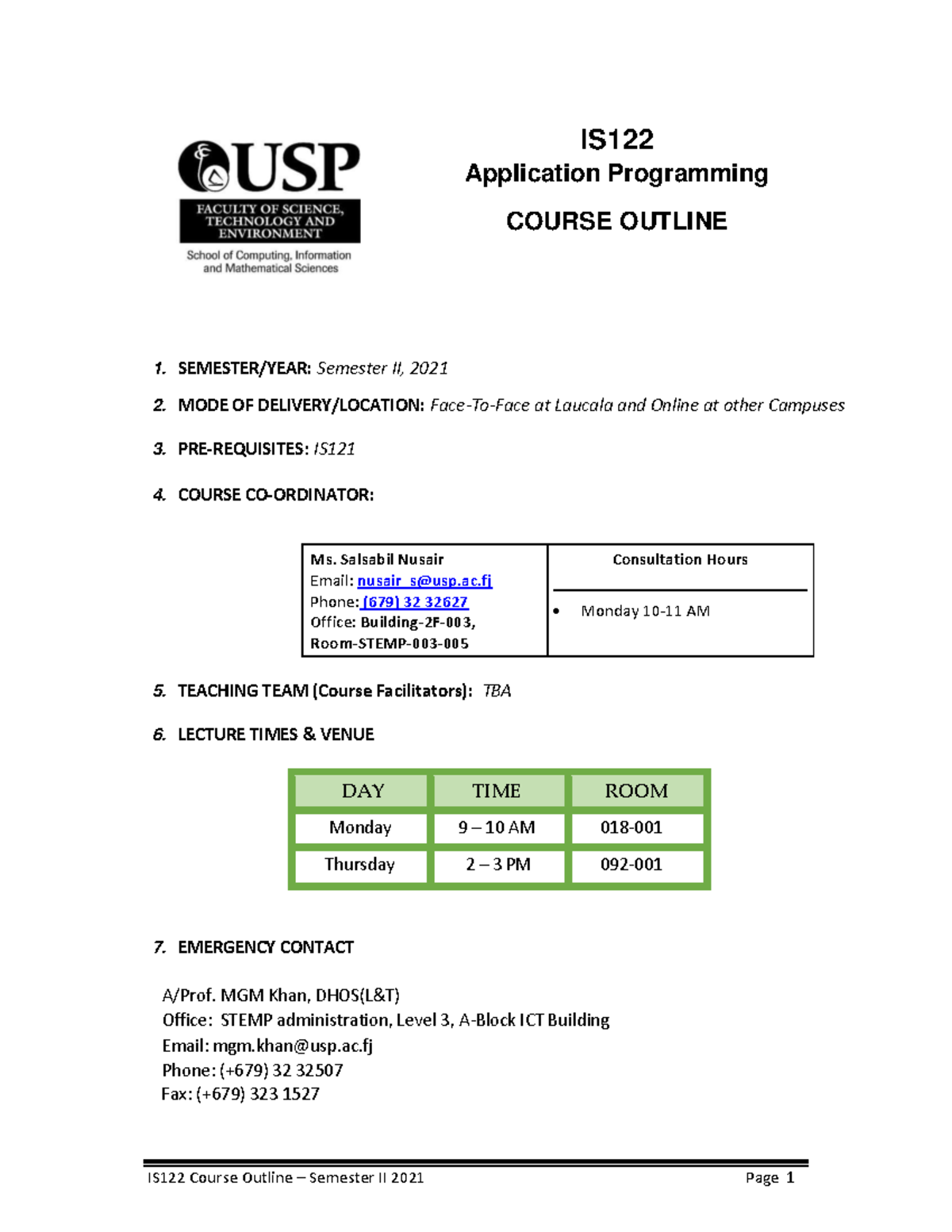 IS122 - Course Outline for Application Programming - Sem II 2021 - Studocu