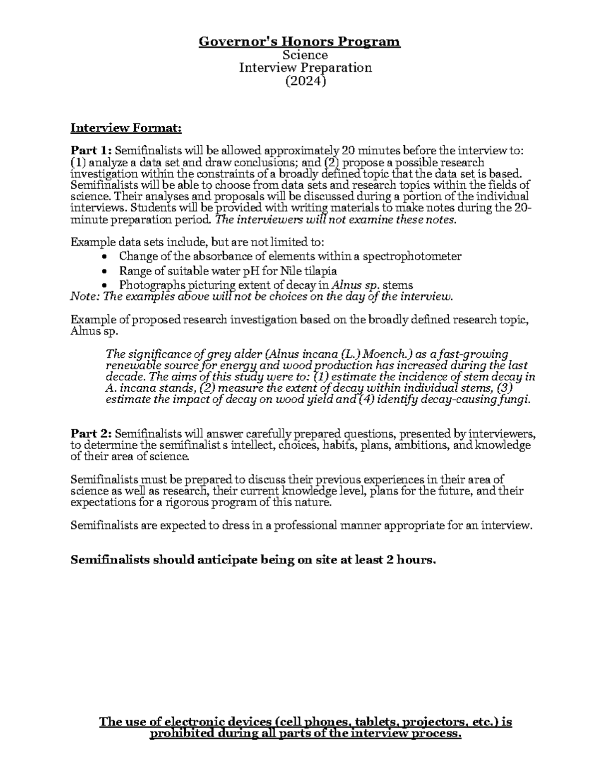 Honors Program Science Interview Prep (2024): Format & Guidelines - Studocu