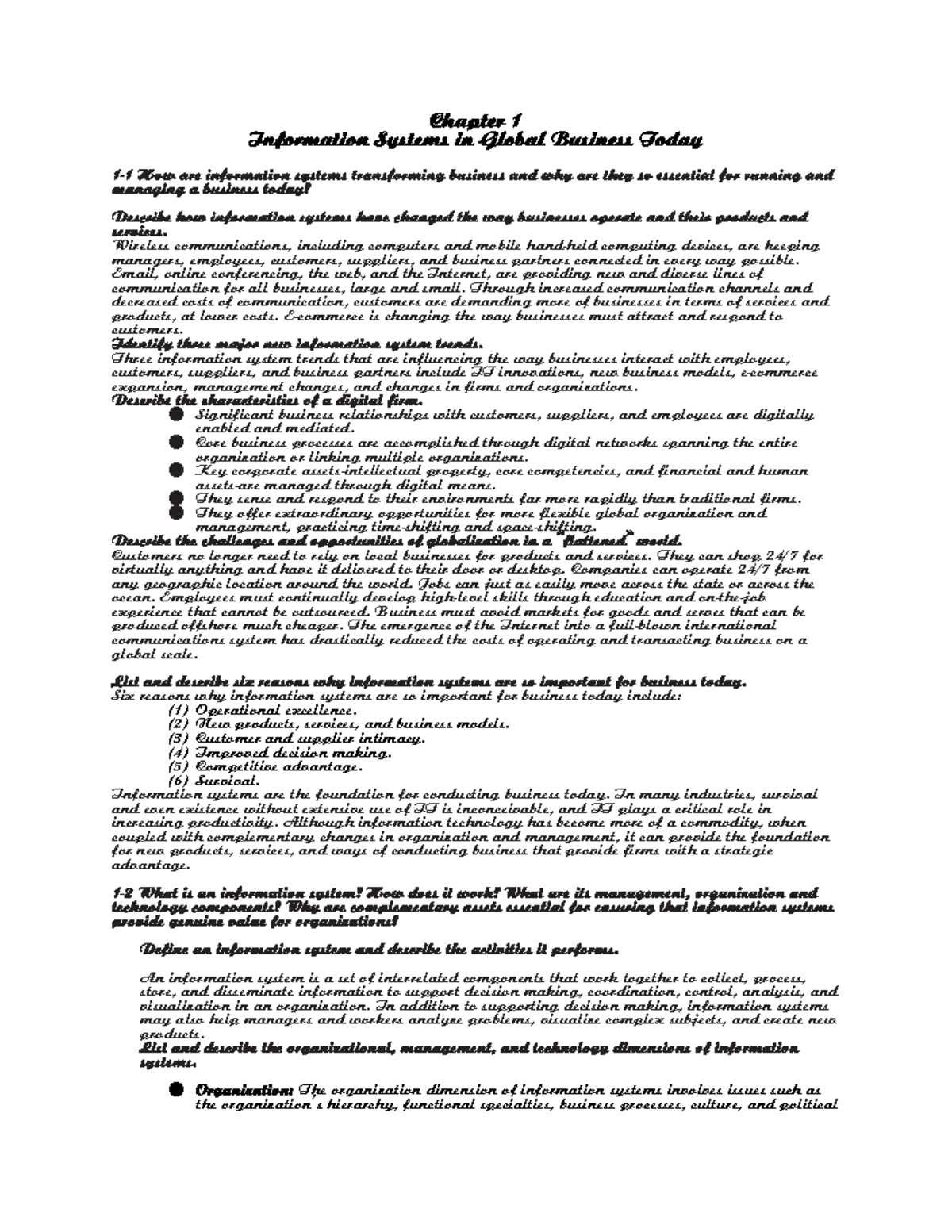 MIS 101 Midterm Review: Information Systems in Global Business Today ...