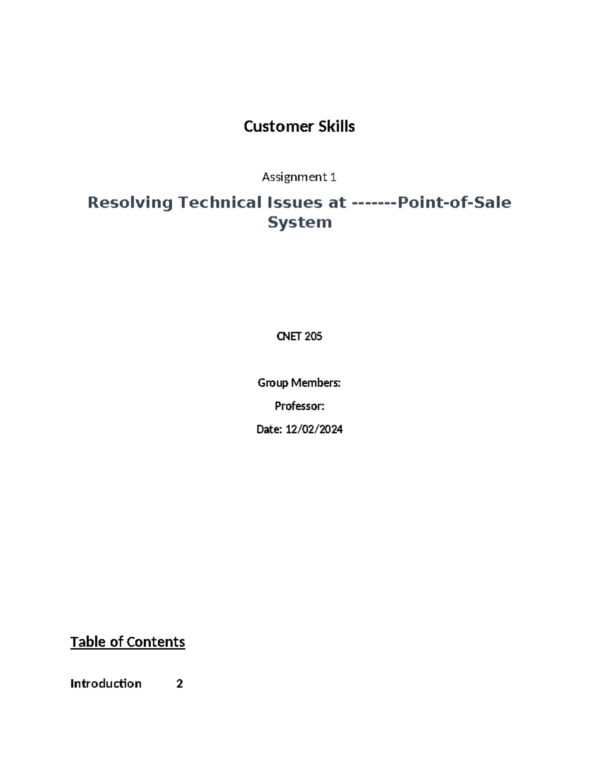 CNET205 Assignment 1: Troubleshooting POS System Issues - Studocu