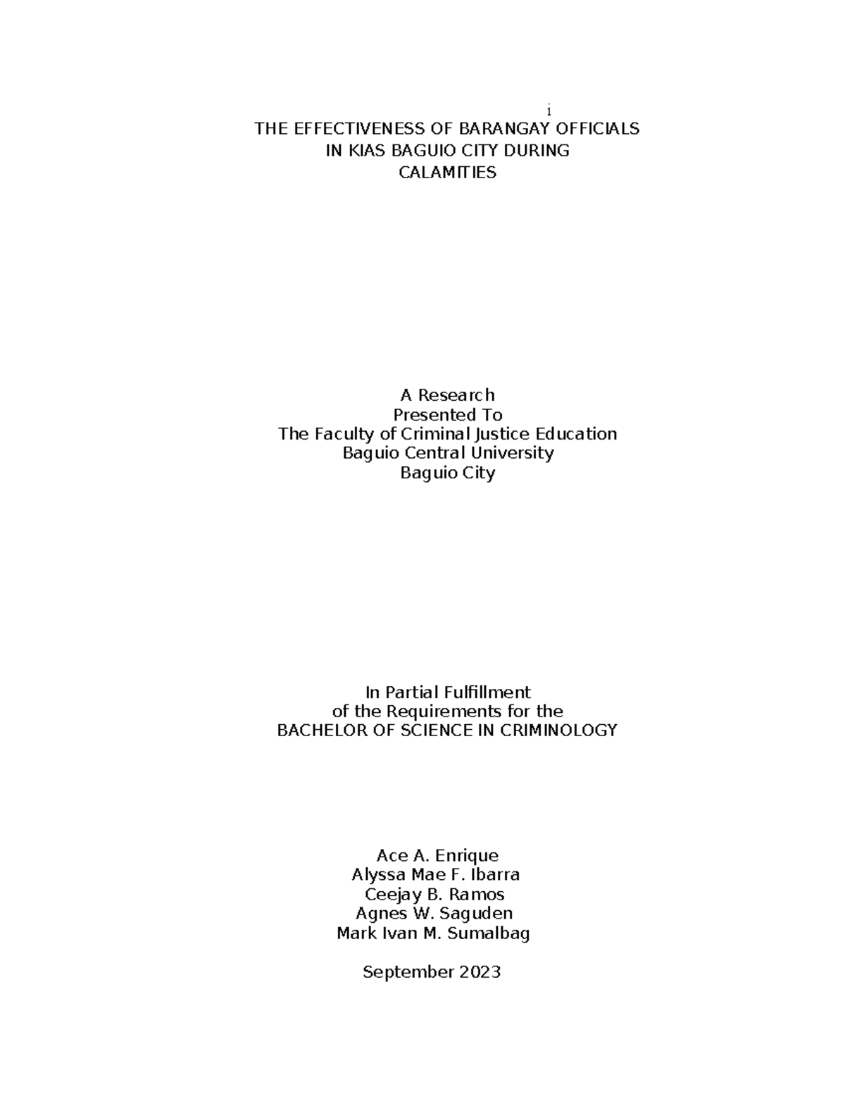 Research 1: Effectiveness of Barangay Officials in Kias, Baguio City ...