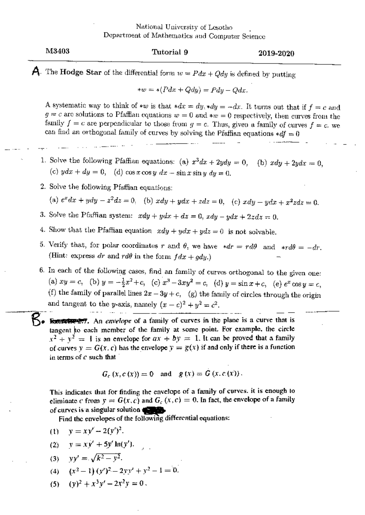 Tutorial+9F - Tutorial - Ordinary differential equatios - Studocu
