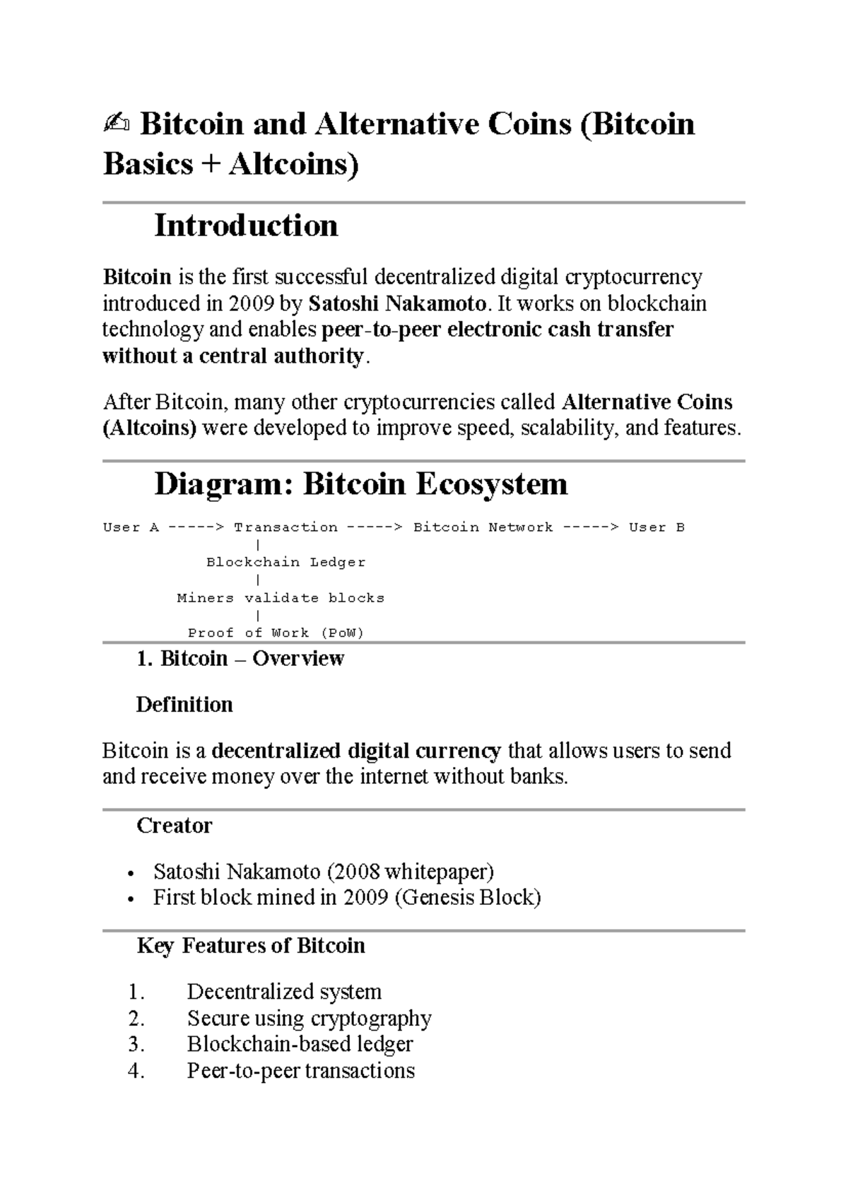 Blockchain Mod 3 - Notes on Bitcoin and Alternative Coins - Studocu