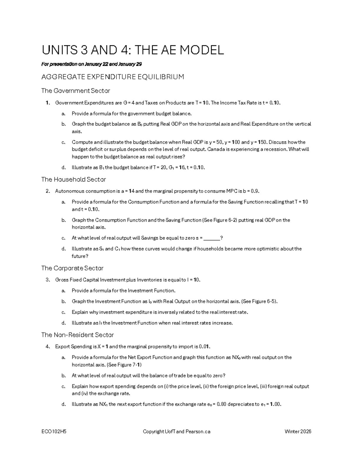ECO102H5: AE Model Notes & Tutorial Questions for Winter 2026 - Studocu