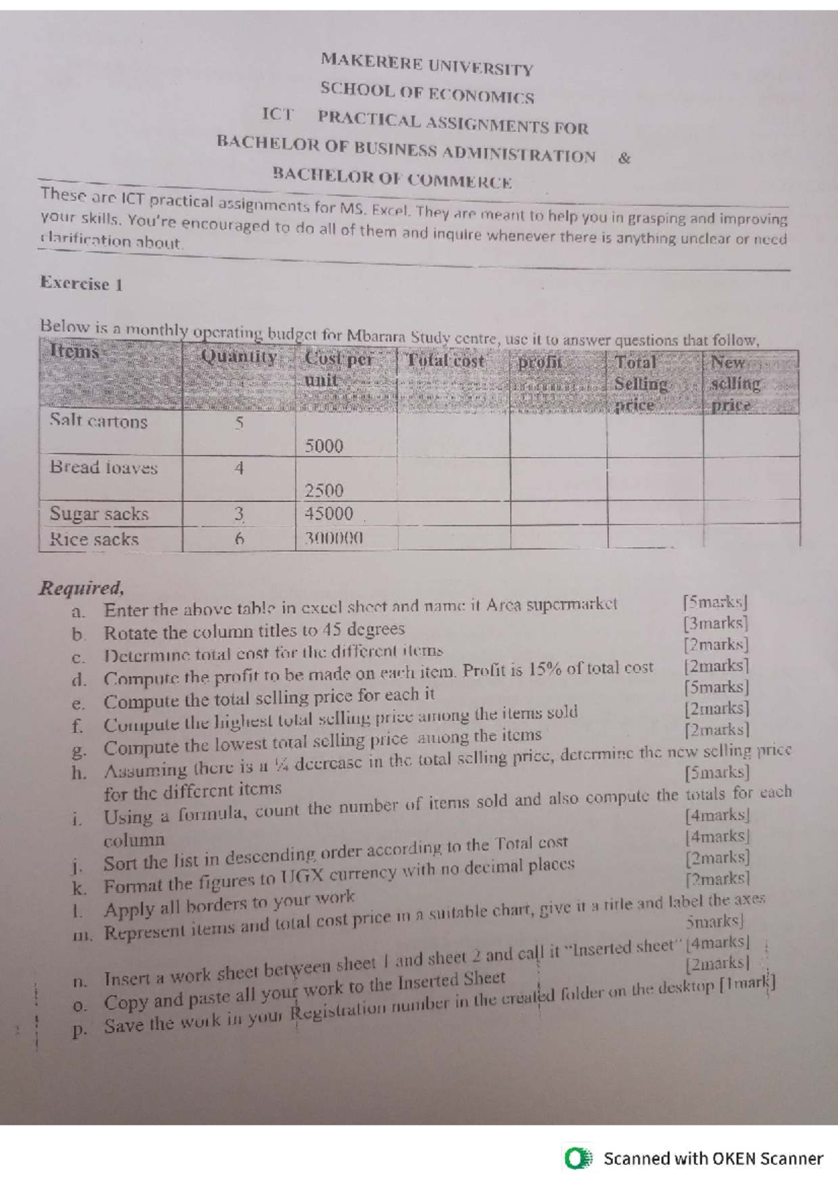 ICT PRACTICAL ASSIGNMENTS FOR BBA & BCOM - MAKERERE UNIVERSITY - Studocu