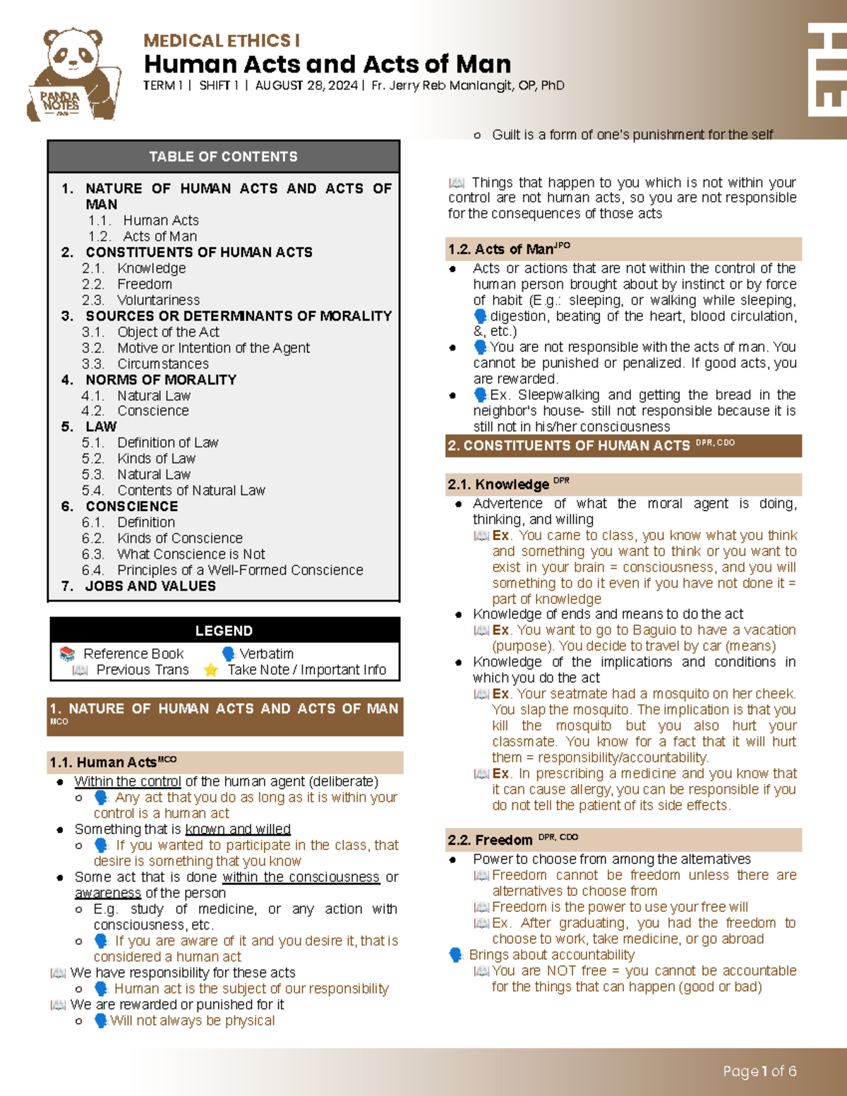 MEDICAL ETHICS I: Human Acts and Morality - TERM 1 SHIFT 1 - Studocu