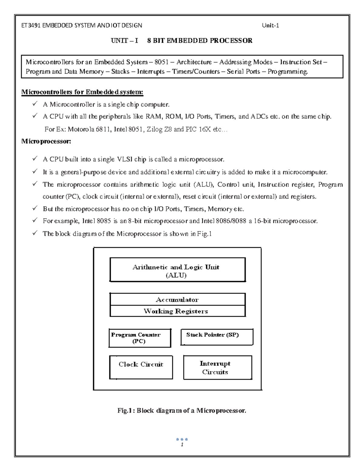 ET3491 Final Exam Notes on Embedded Systems & IOT Design - Studocu