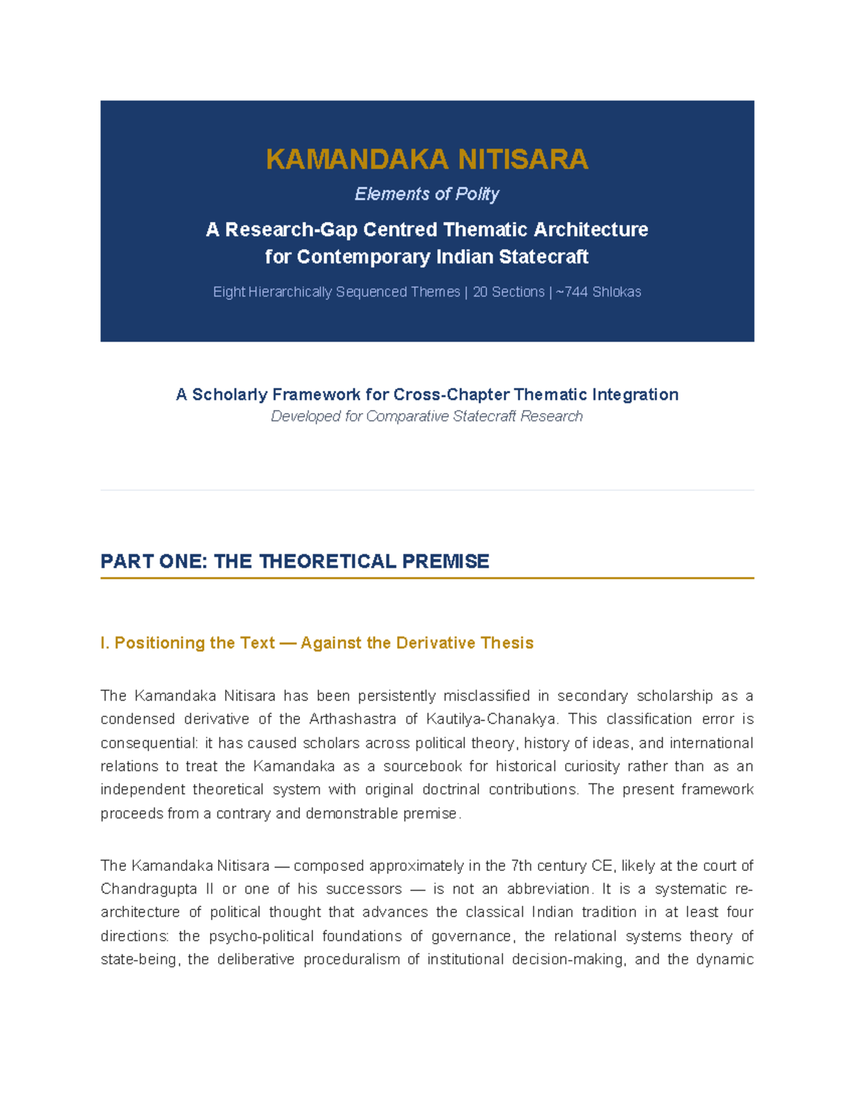 Kamandaka Nitisara: A Thematic Framework for Indian Statecraft Analysis ...