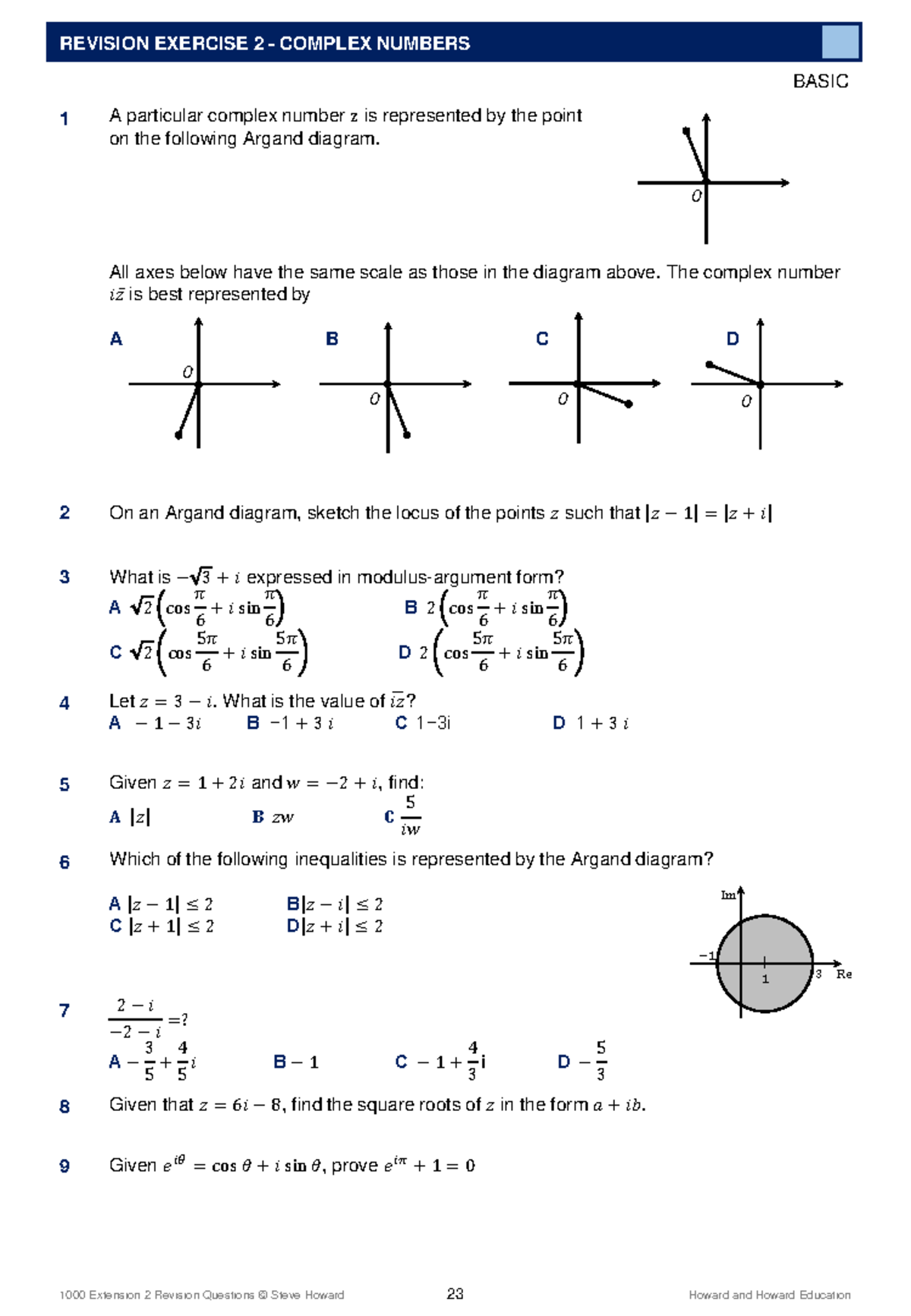 Revision Exercise 2: Complex Numbers - EEE - Studocu