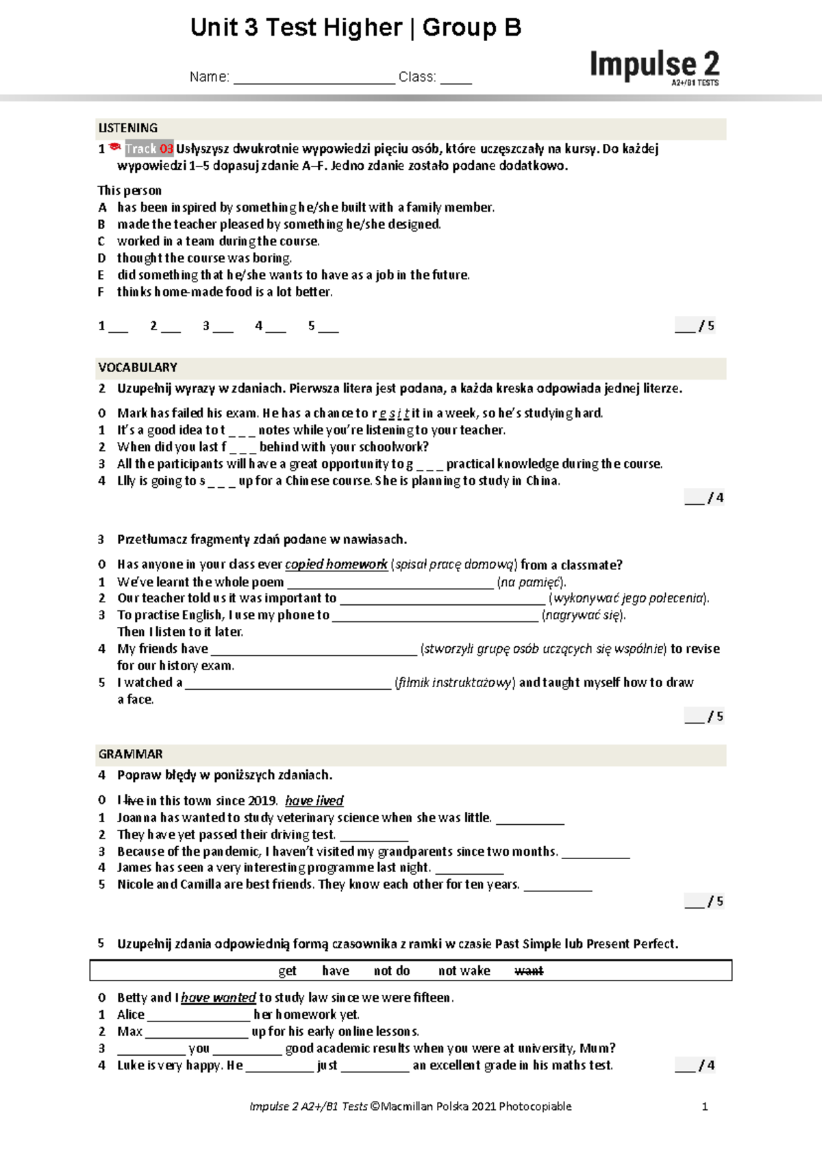 Unit 3 Test Higher B - Answers and Study Guide - Studocu